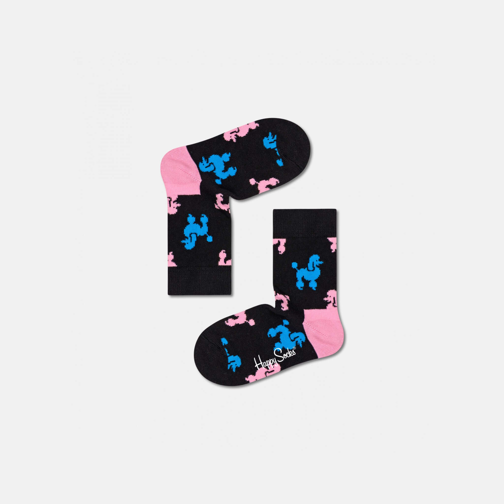 Detské čierne ponožky Happy Socks s pudlíkmi, vzor Poodle