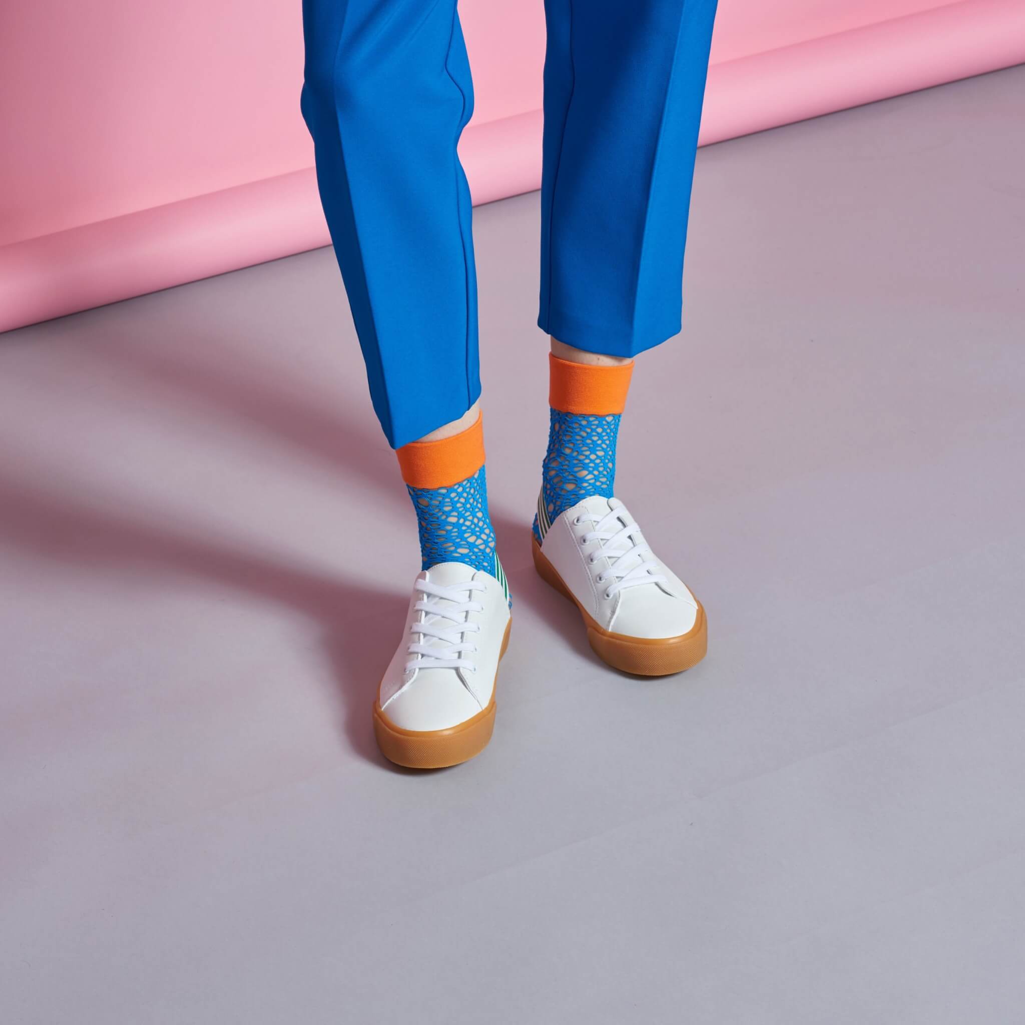 Dámske modré sieťované ponožky Happy Socks Nina // kolekcia Hysteria