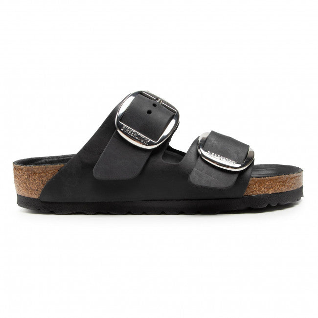 Čierne Regular šľapky Birkenstock Arizona Big Buckle Oiled Leather