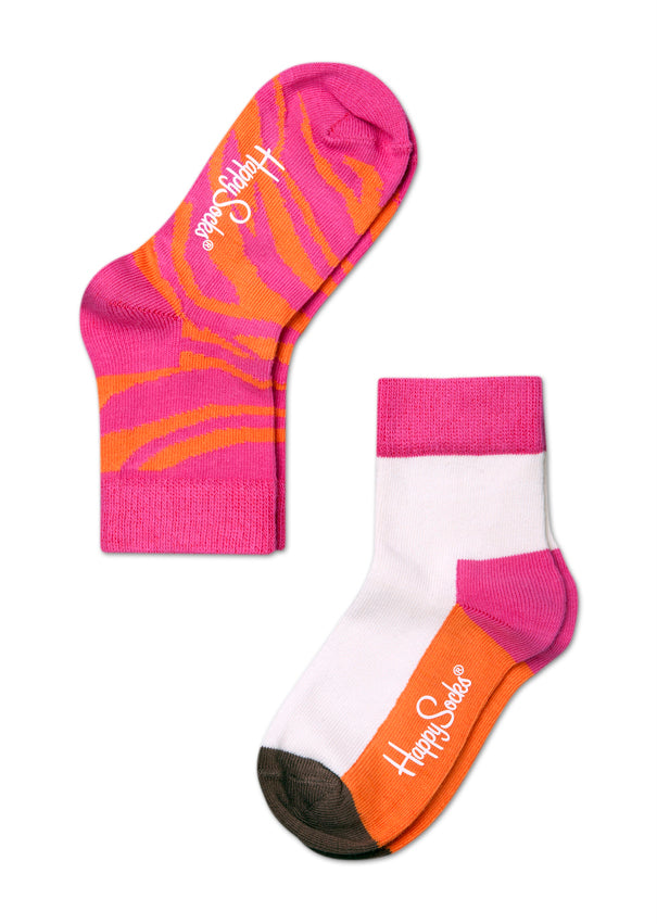 Detské farebné ponožky Happy Socks, dva páry - Zebra