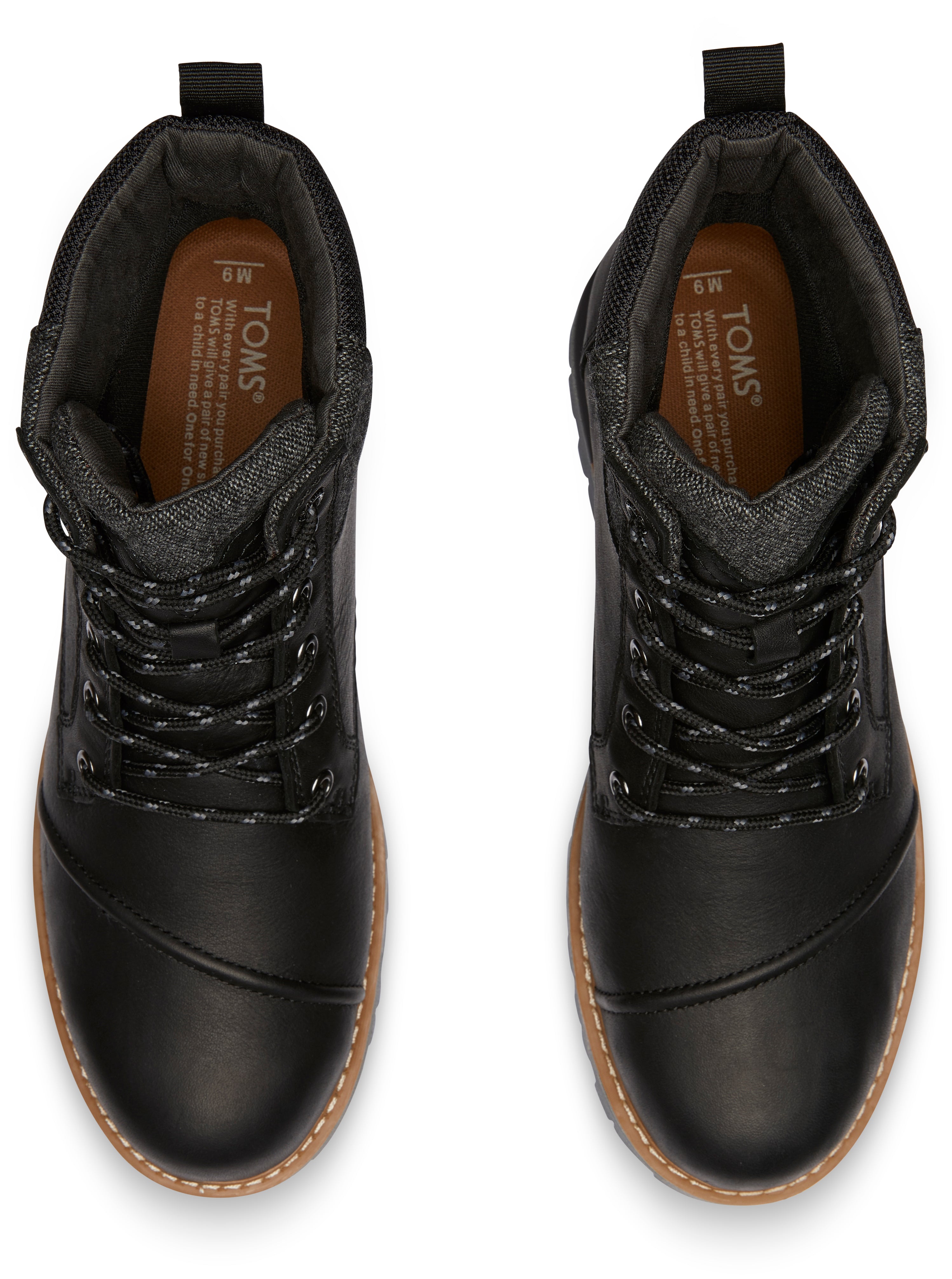 Pánske čierne členkové topánky TOMS Leather Ashland