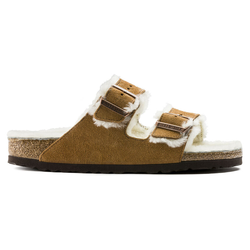 Hnedé Regular šľapky Birkenstock Arizona Shearling Suede Leather