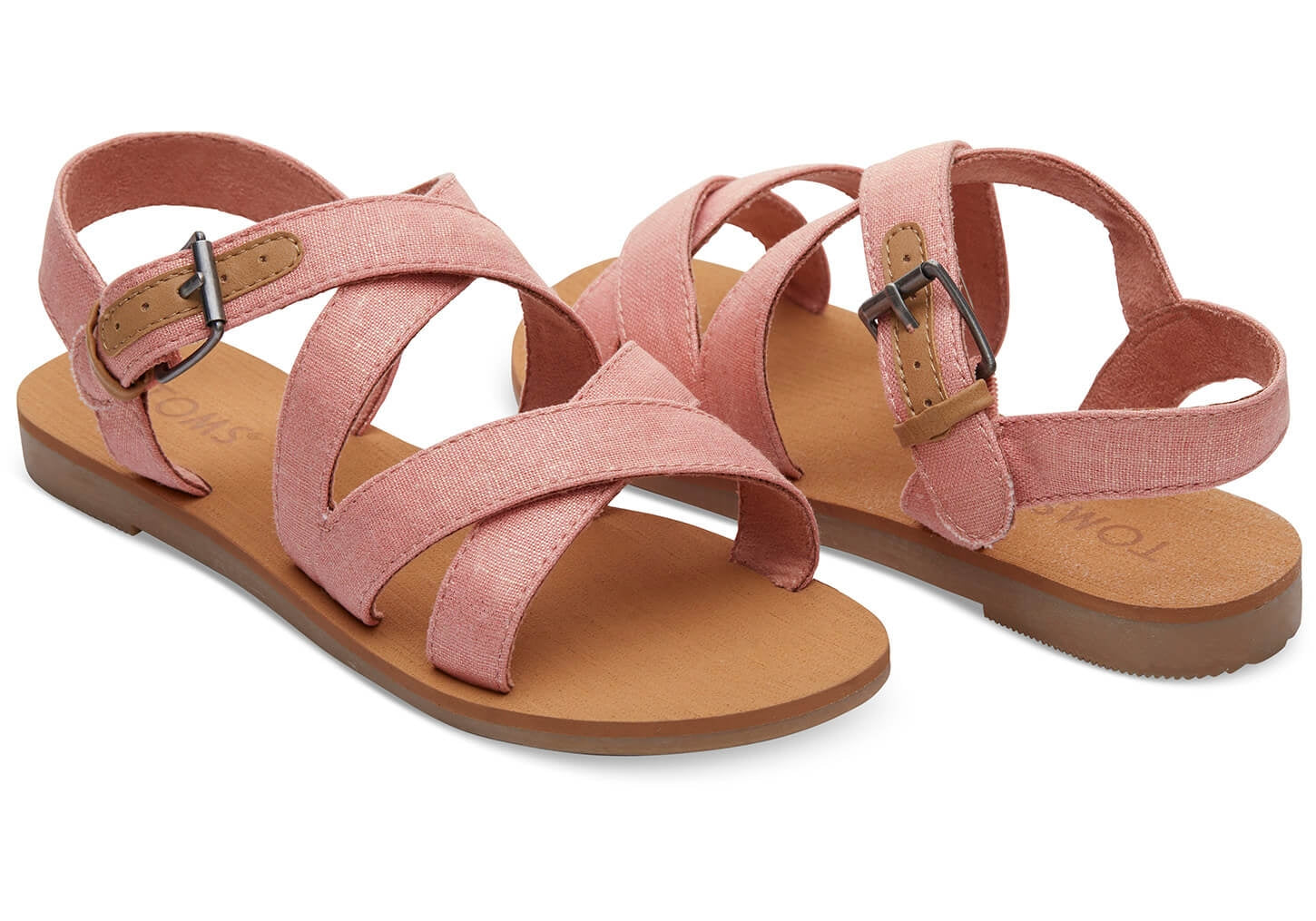 Detské ružové sandálky TOMS Pink Shimmer Canvas Youth Sicily Sandals