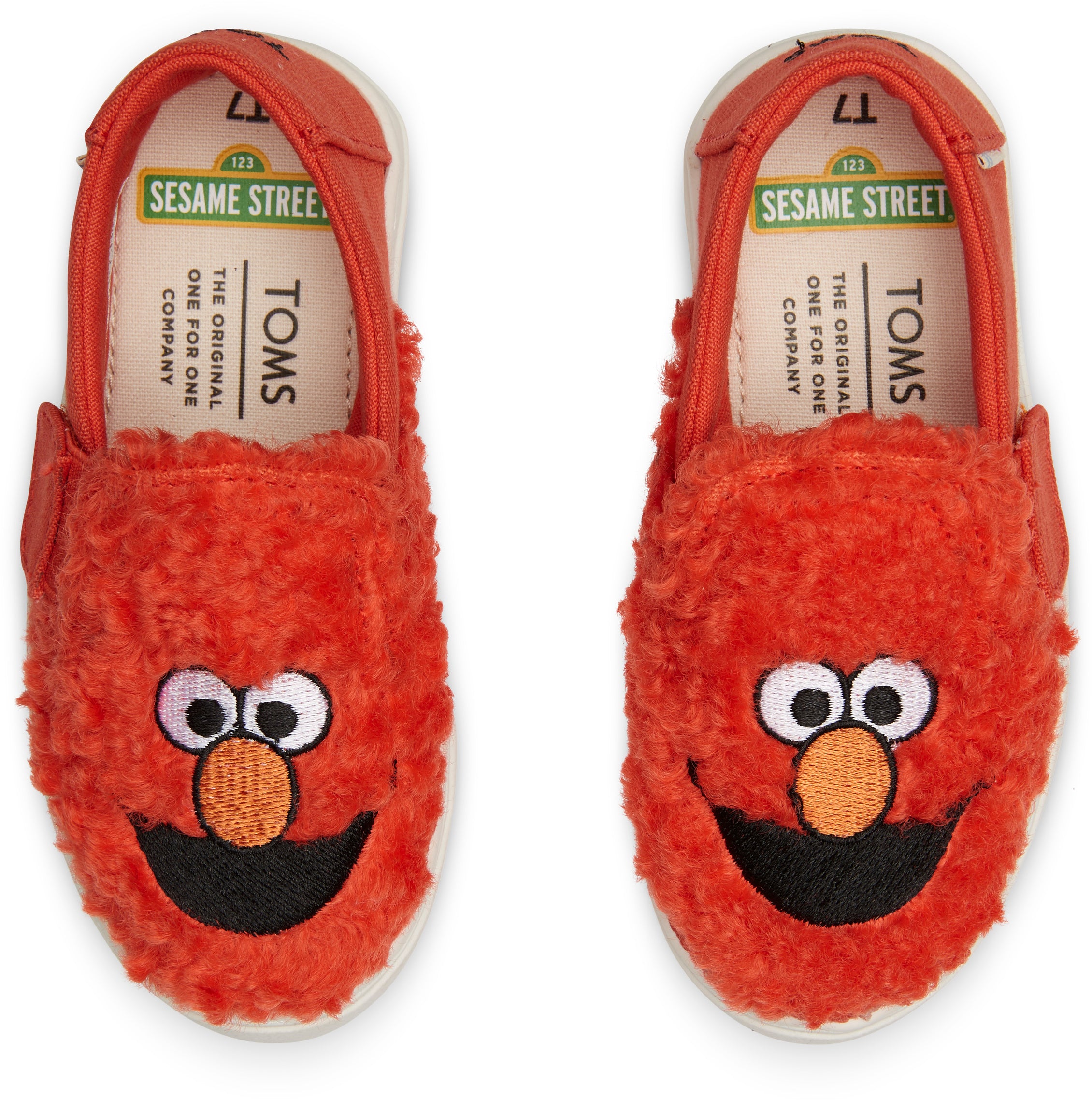 Detské červené TOMS Sesame Street Elmo Tiny Luca Slip-on