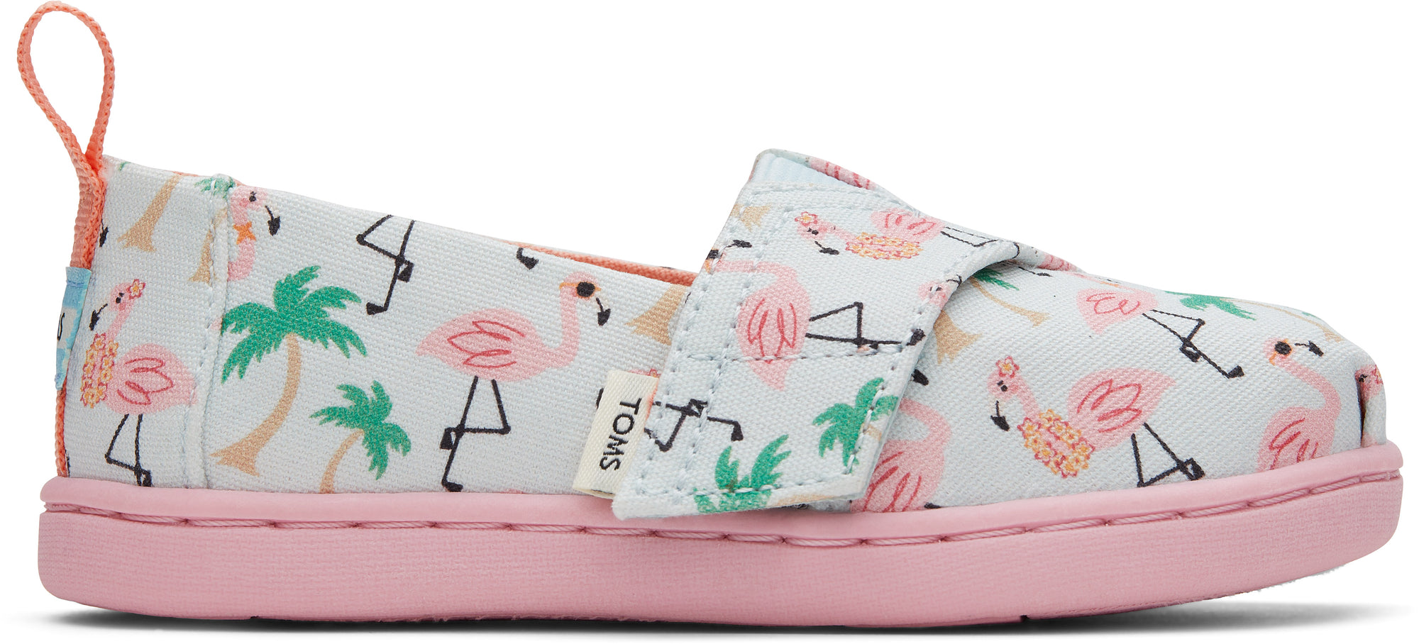 Detské modré espadrilky s plameniakmi TOMS Tiny Alpargata