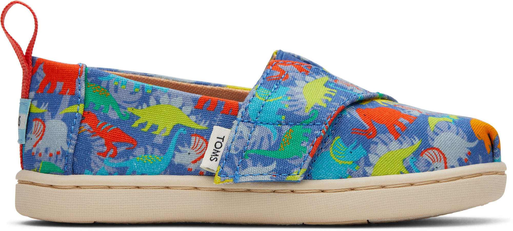 Detské modré espadrilky s dinosaurmi TOMS Tiny Alpargata