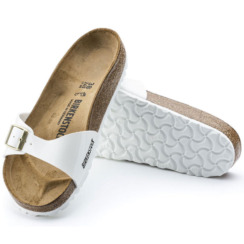 Biele Regular šľapky Birkenstock Madrid Birko-Flor Patent