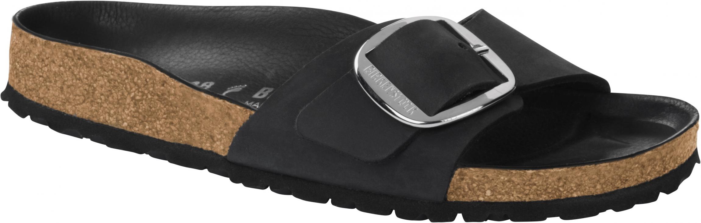 Čierne Regular šľapky Birkenstock Madrid Big Buckle Oiled Leather