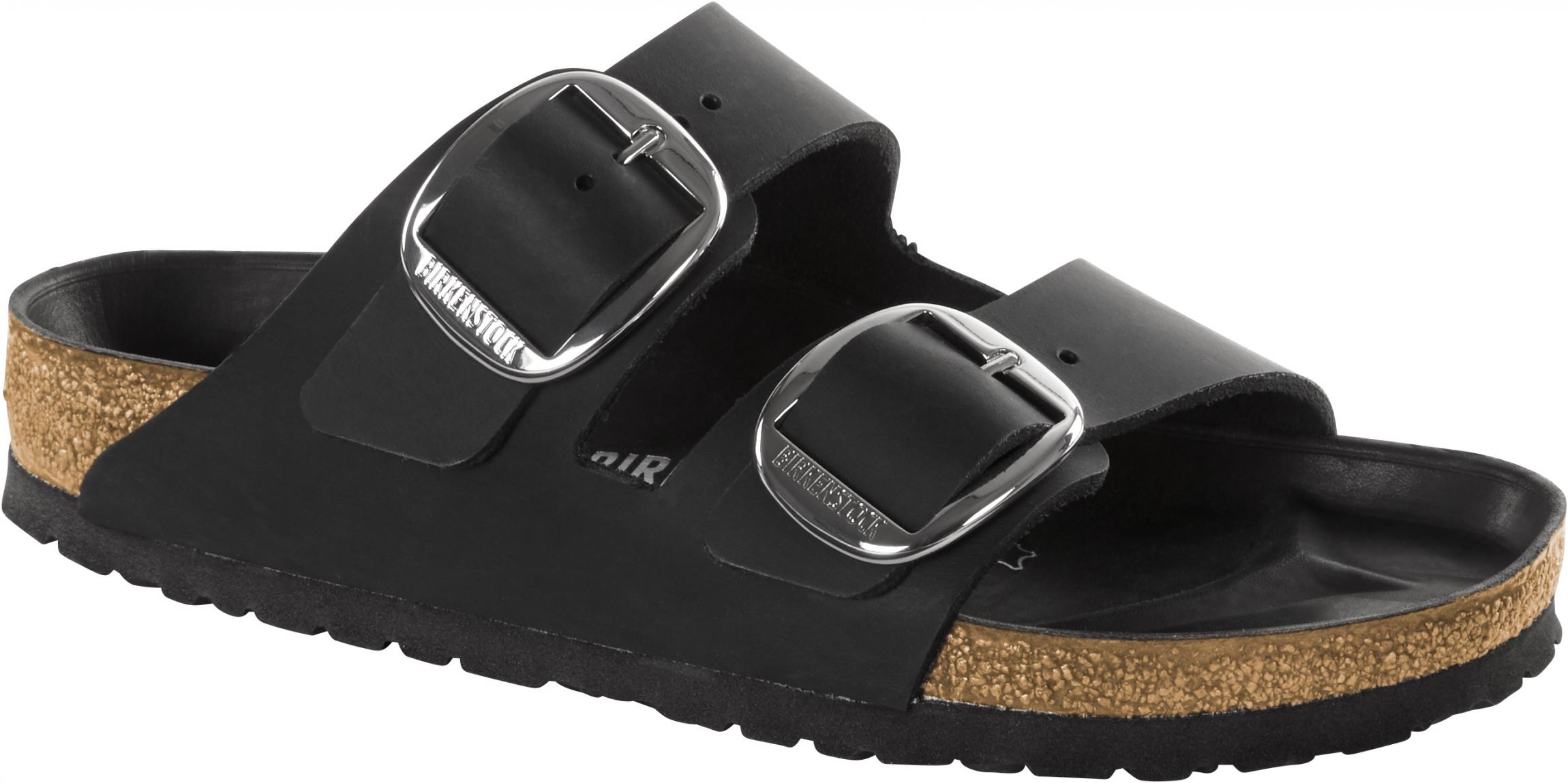 Čierne Regular šľapky Birkenstock Arizona Big Buckle Oiled Leather