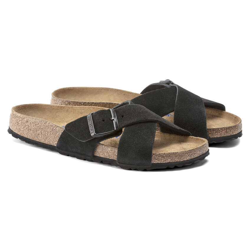 Čierne Regular šľapky Birkenstock Siena Soft Footbed Suede