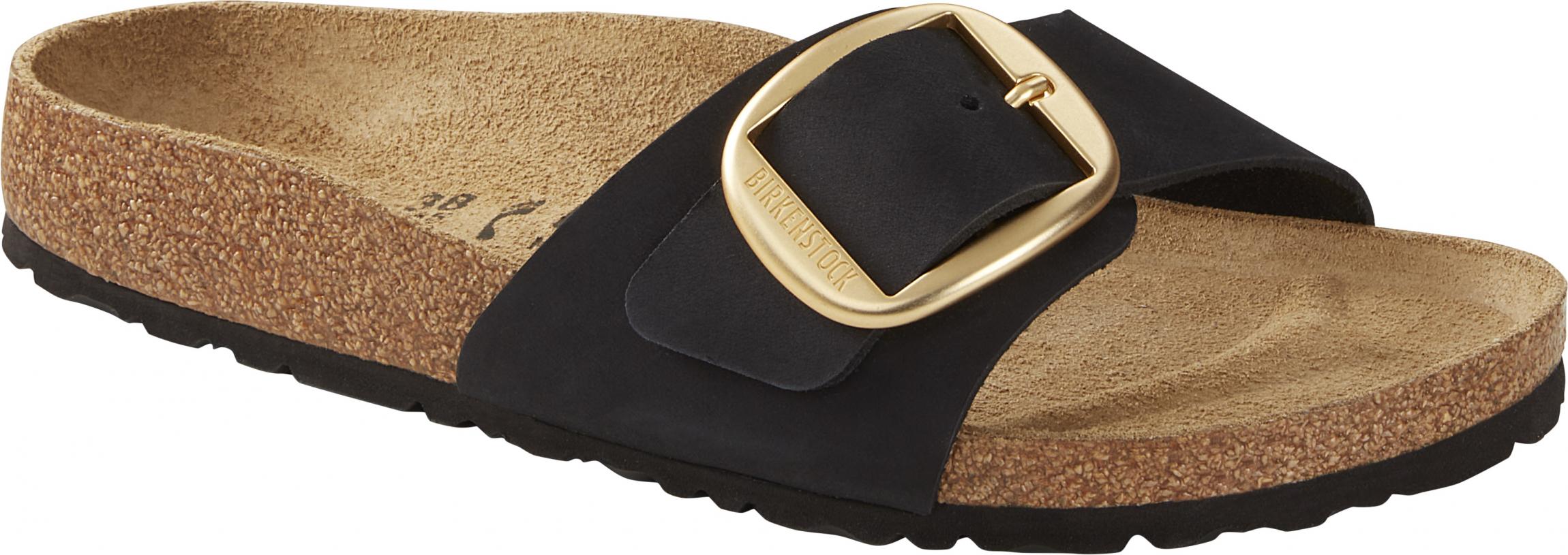 Čierne Regular šľapky Birkenstock Madrid Big Buckle Nubuck Leather