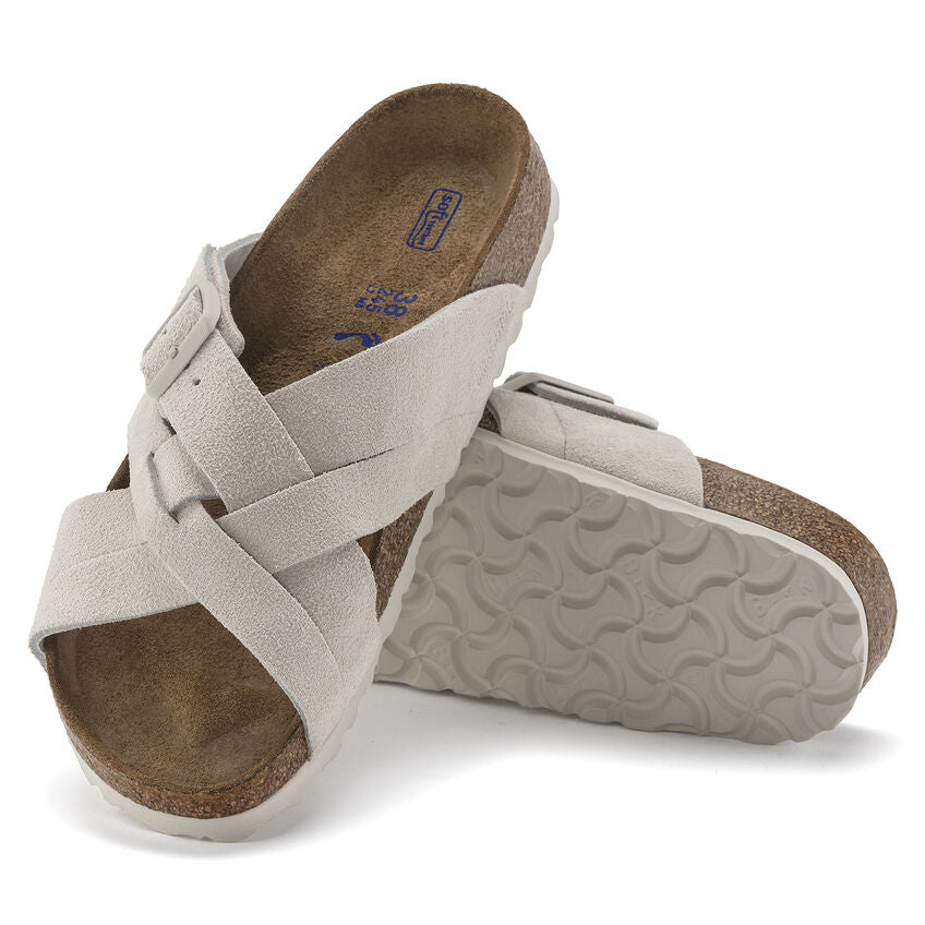 Biele Regular šľapky Birkenstock Lugano SFB Suede Leather