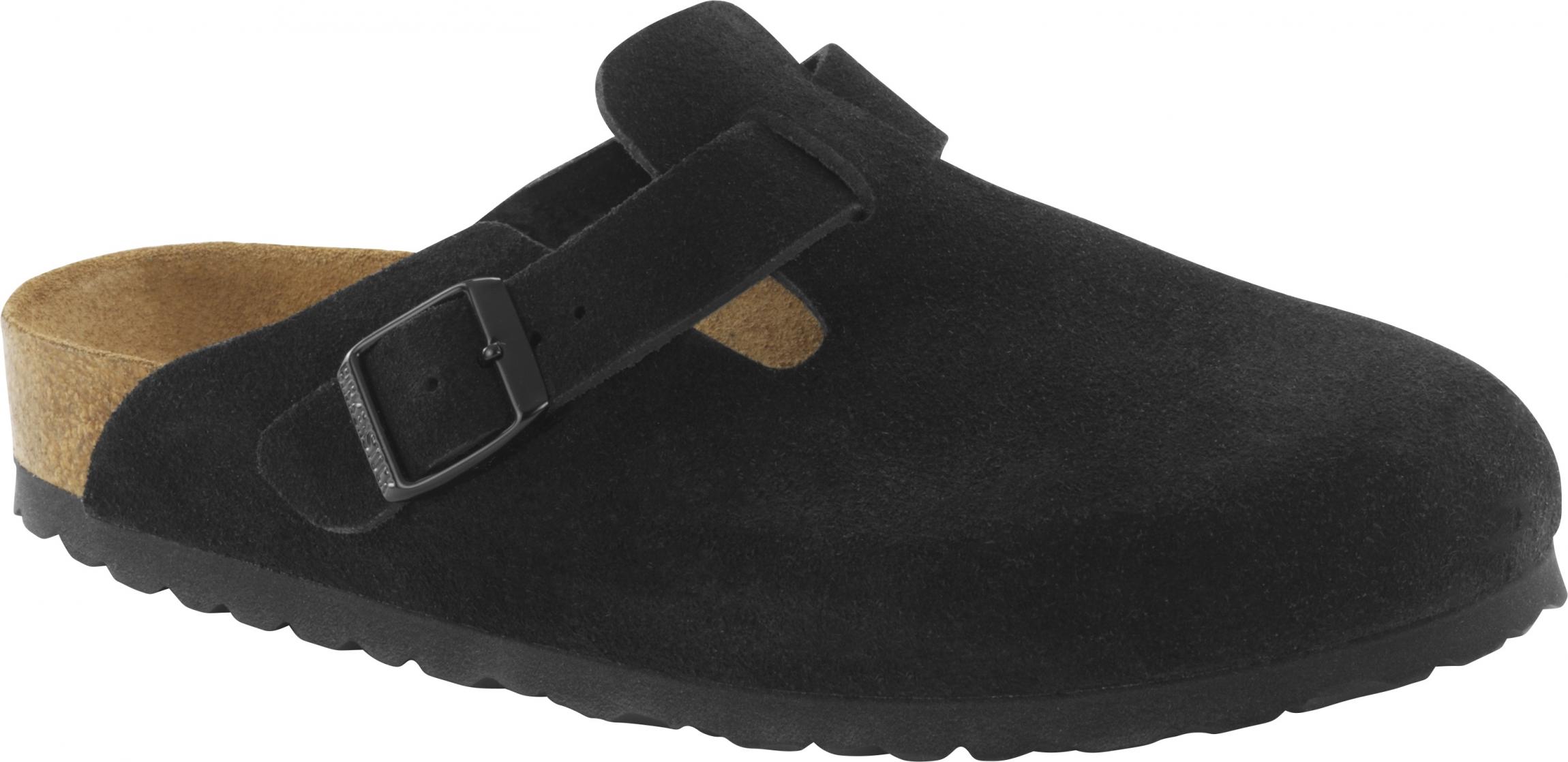 Čierne Regular šľapky Birkenstock Boston SFB Suede Leather