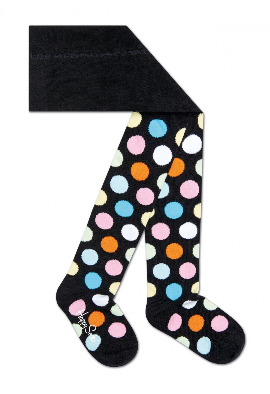 Detské čierne punčocháče Happy Socks s barevnými puntíky