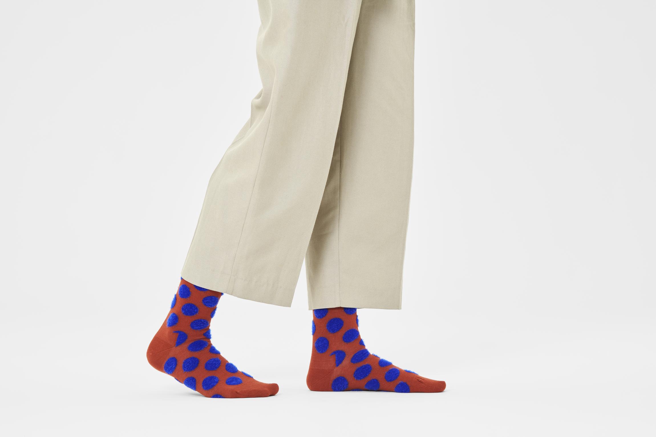 Červené ponožky Happy Socks s bodkami, vzor Big Dot