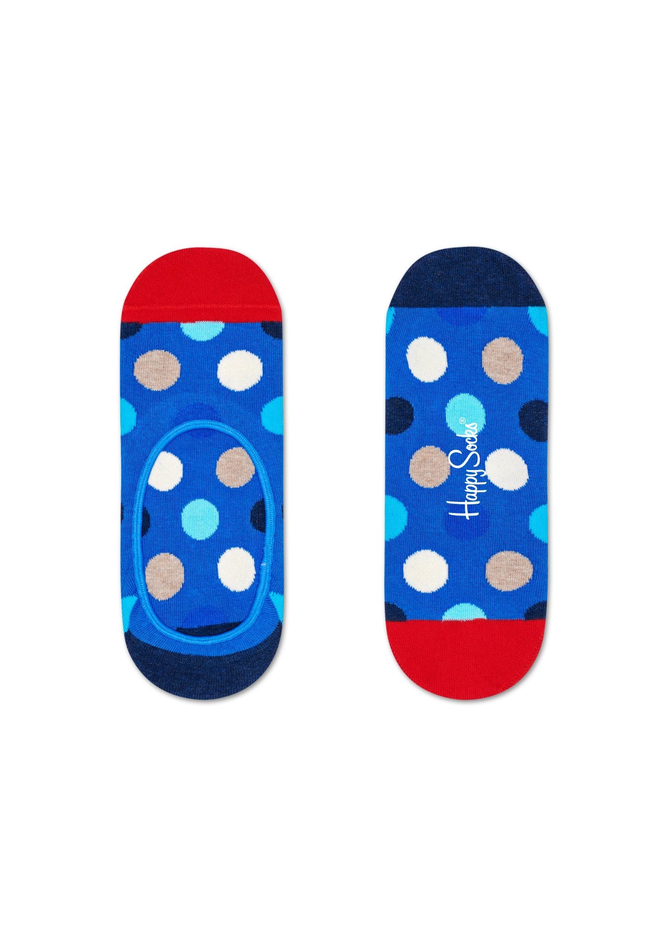 Nízke modré ponožky Happy Socks s bodkami, vzor Big Dot