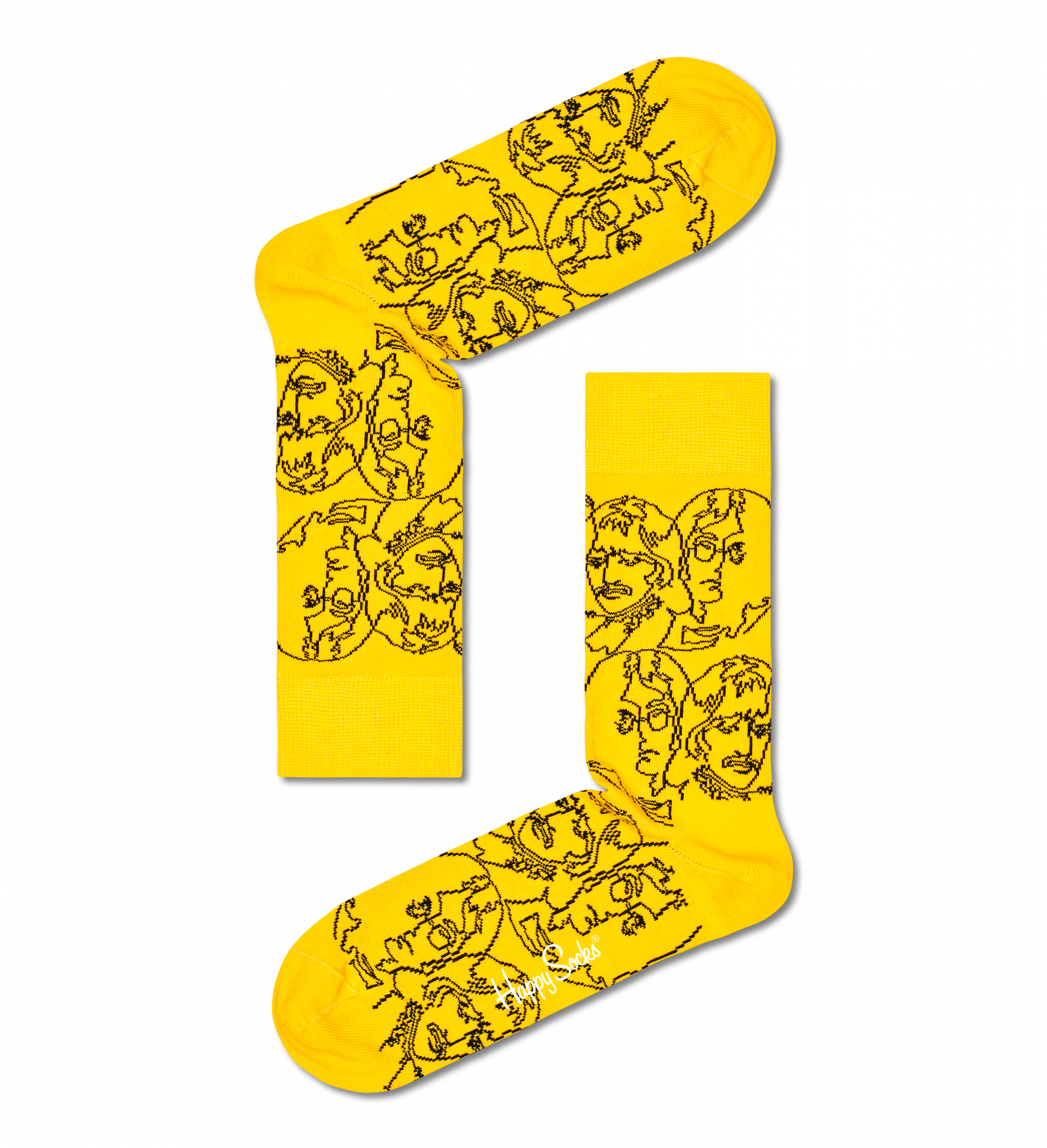 Žlté ponožky Happy Socks x Beatles, vzor Lines
