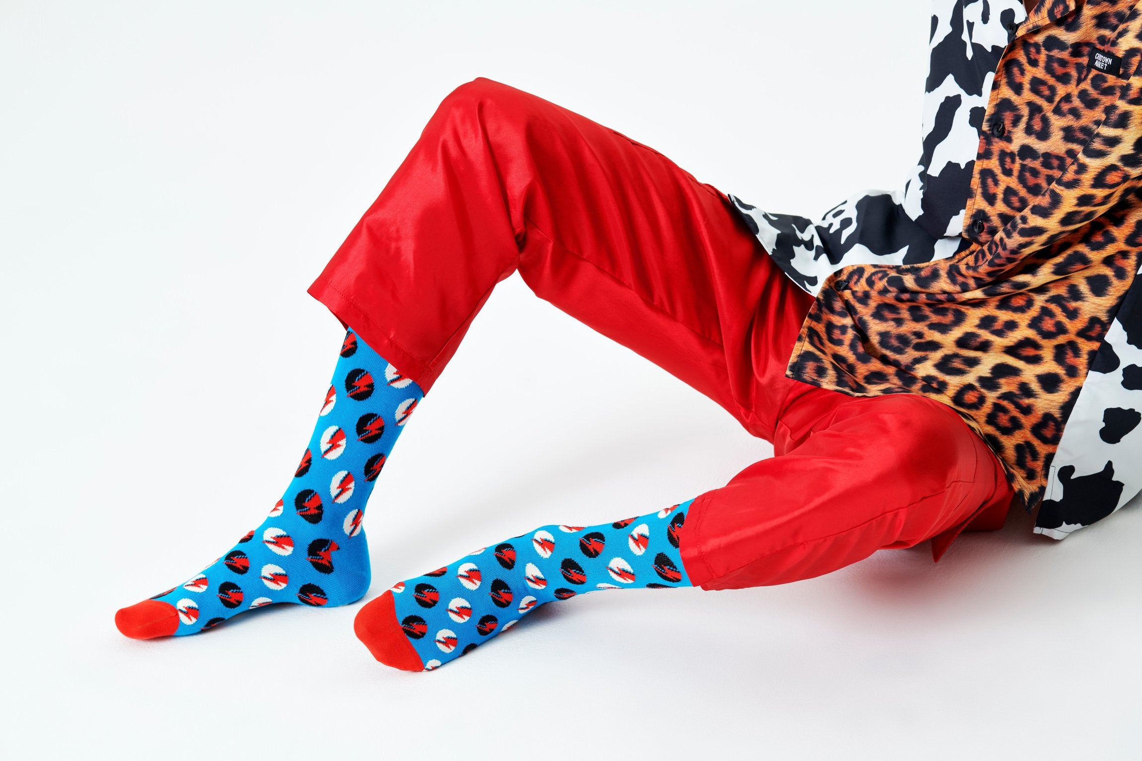 Modré ponožky Happy Socks x David Bowie, vzor Big Bowie Dot