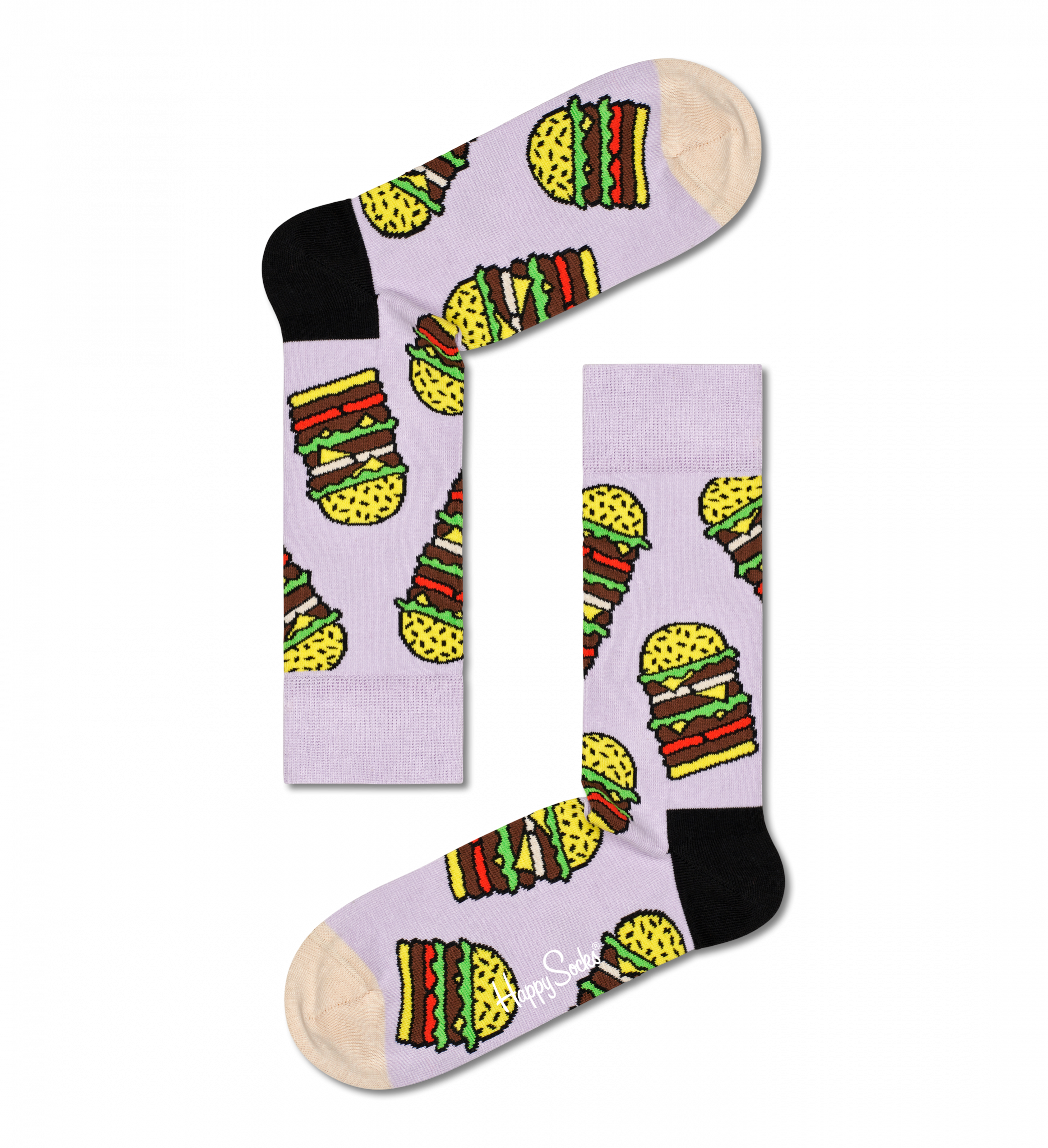 Fialové ponožky Happy Socks, vzor Burger