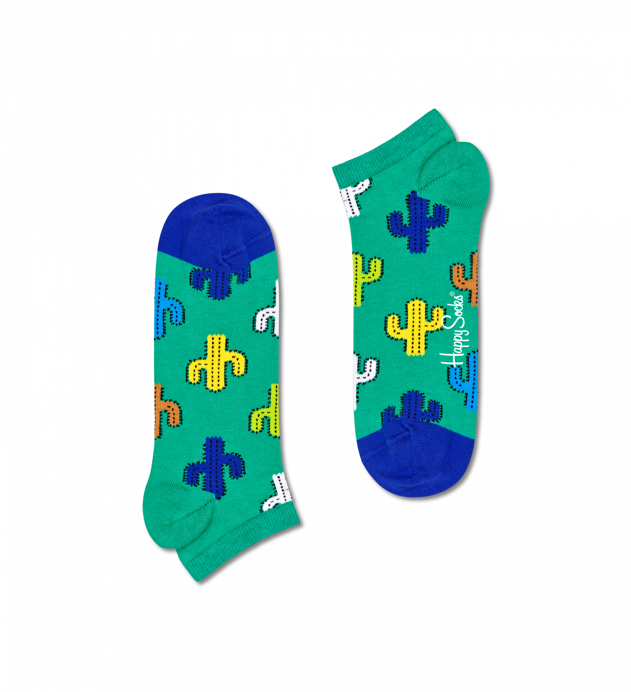 Zelené nízke ponožky Happy Socks s kaktusmi, vzor Cactus