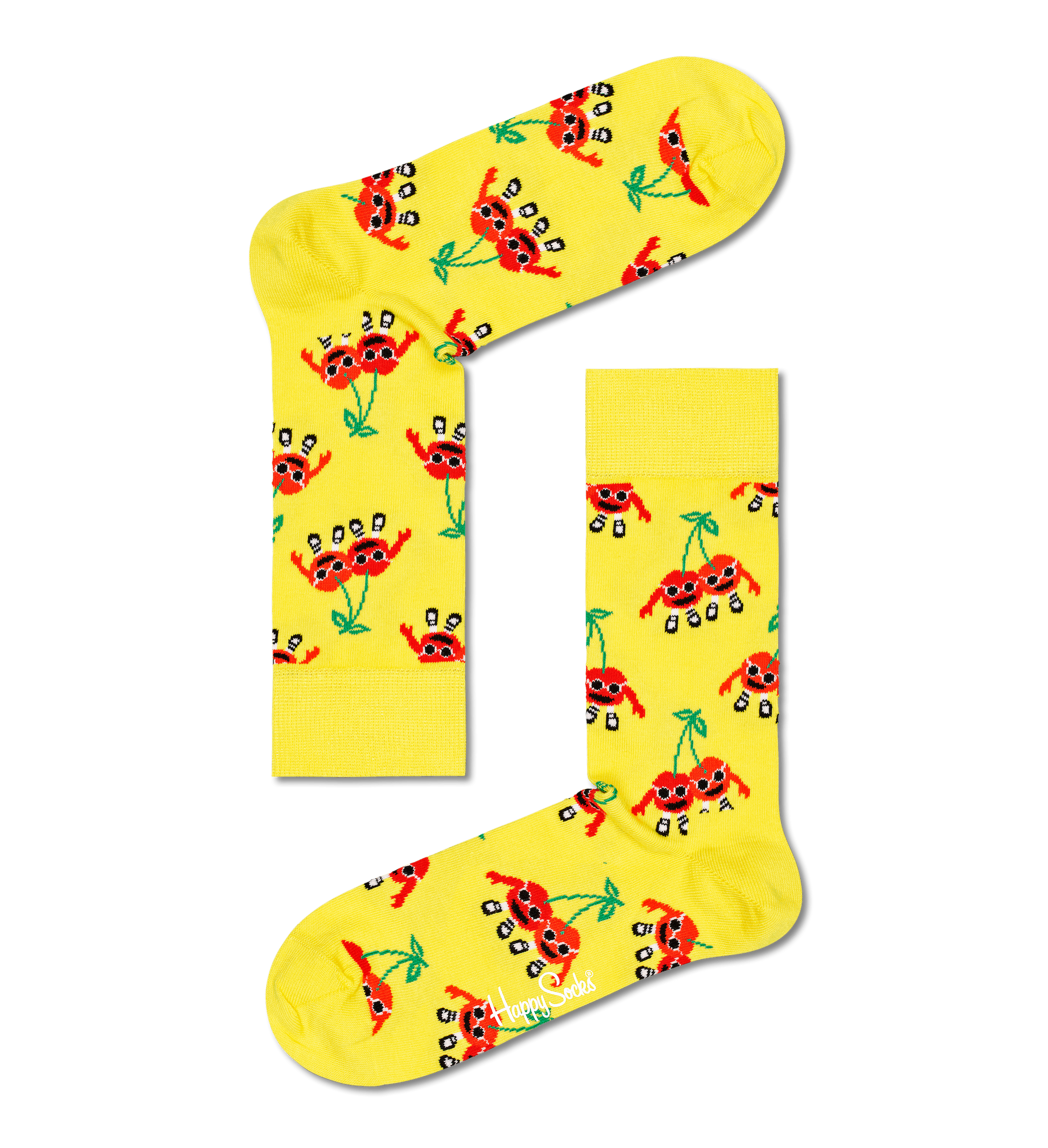 Žlté ponožky Happy Socks s čerešňami, vzor Cherry Mates