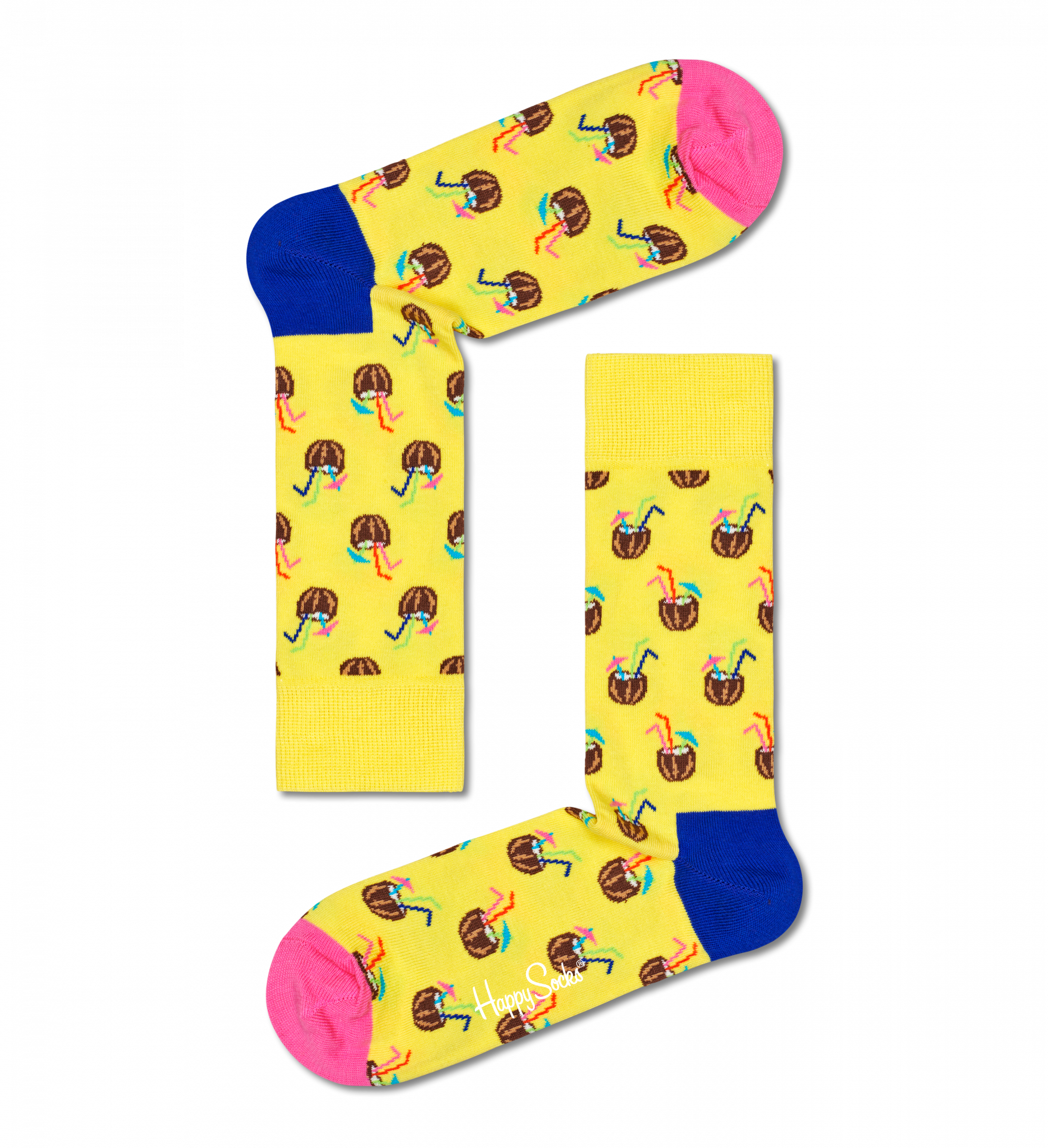 Žlté ponožky Happy Socks, vzor Cocunut Cocktail