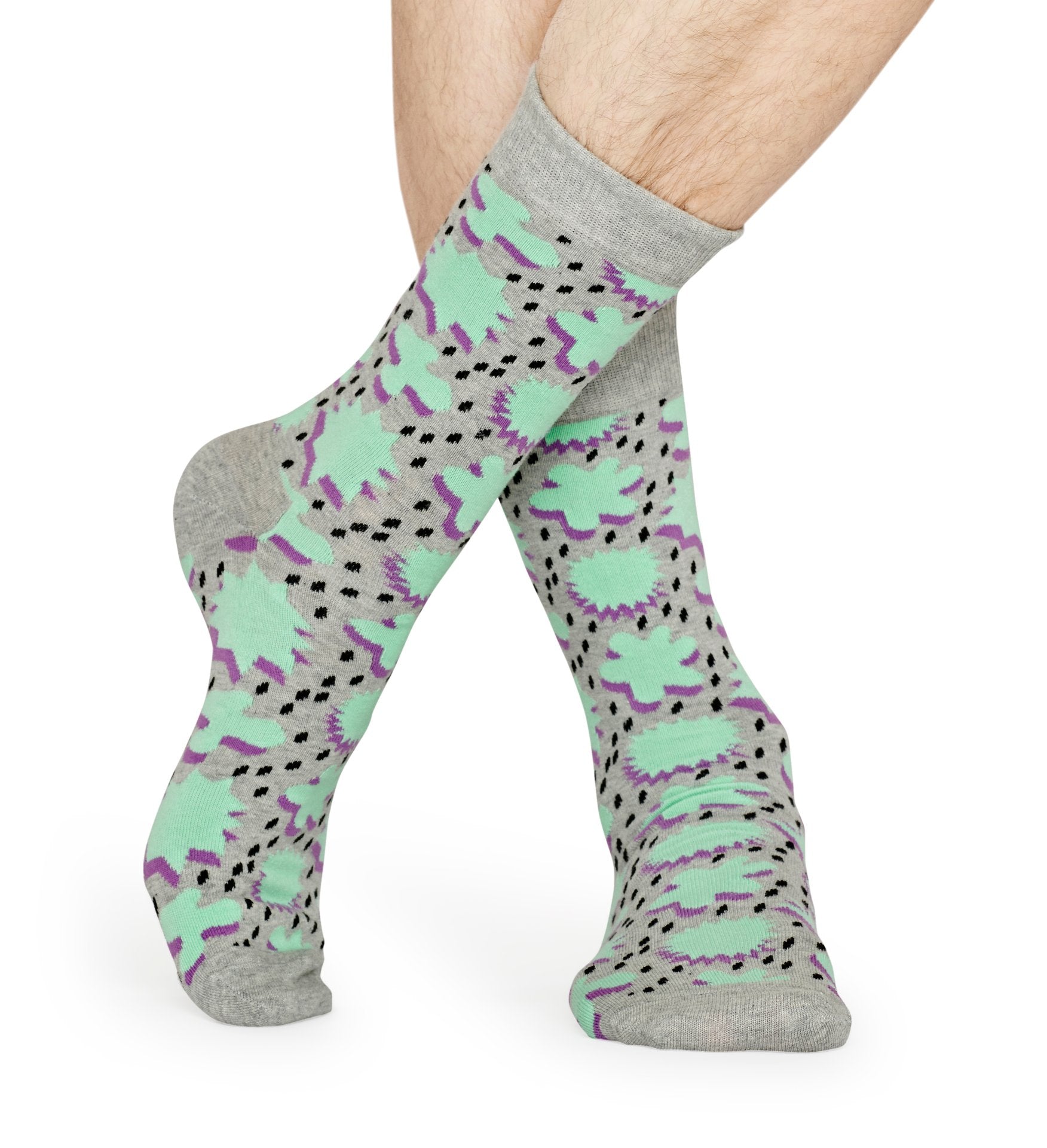Šedé ponožky Happy Socks s tyrkysovým vzorom Comic Relief
