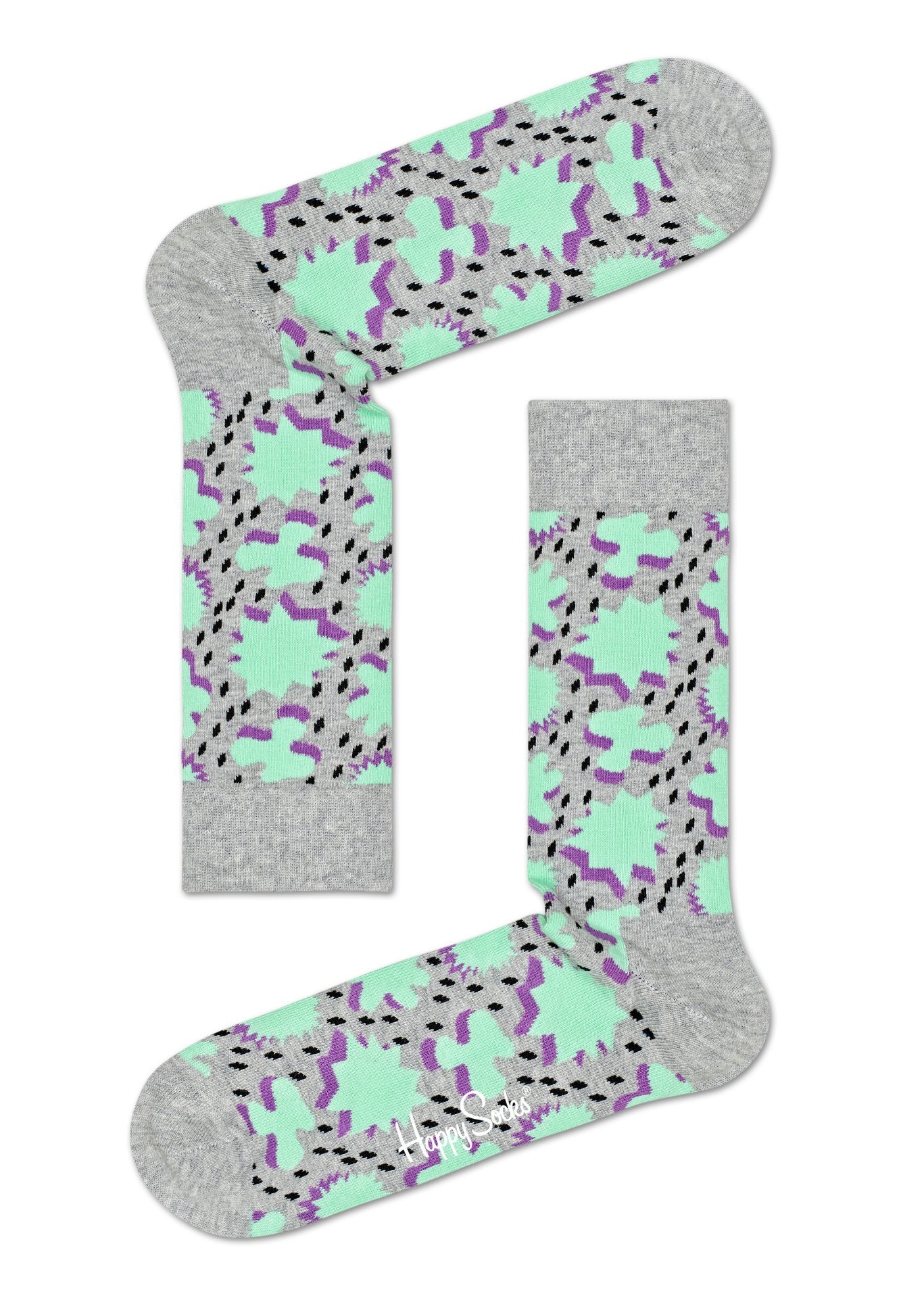 Šedé ponožky Happy Socks s tyrkysovým vzorom Comic Relief