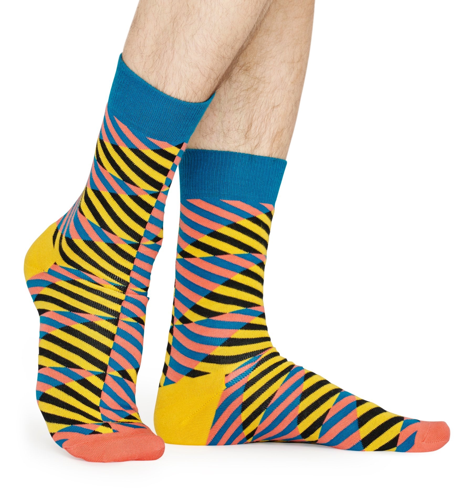 Žlto-čierne ponožky Happy Socks, vzor Diagonal Stripe