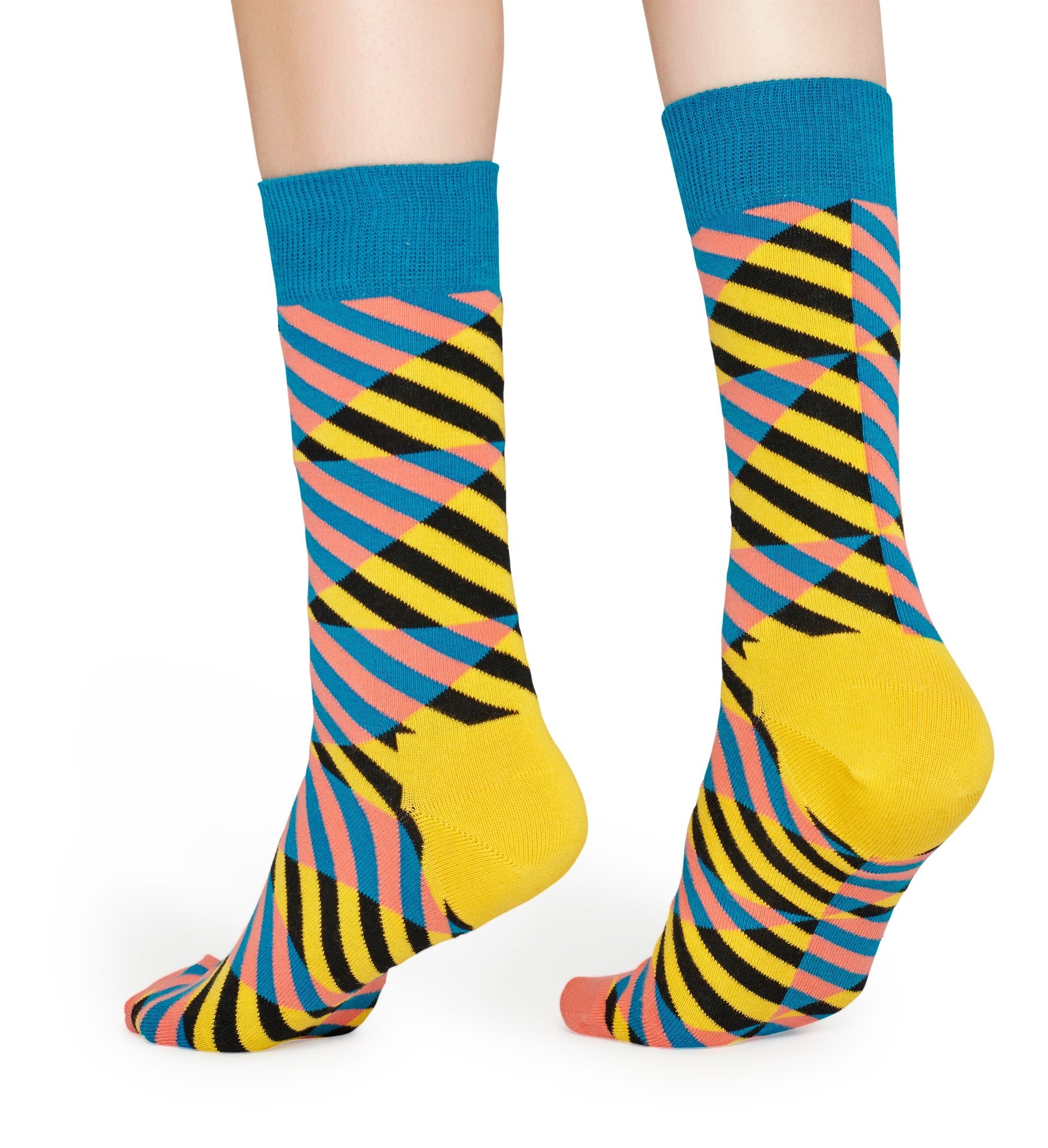 Žlto-čierne ponožky Happy Socks, vzor Diagonal Stripe