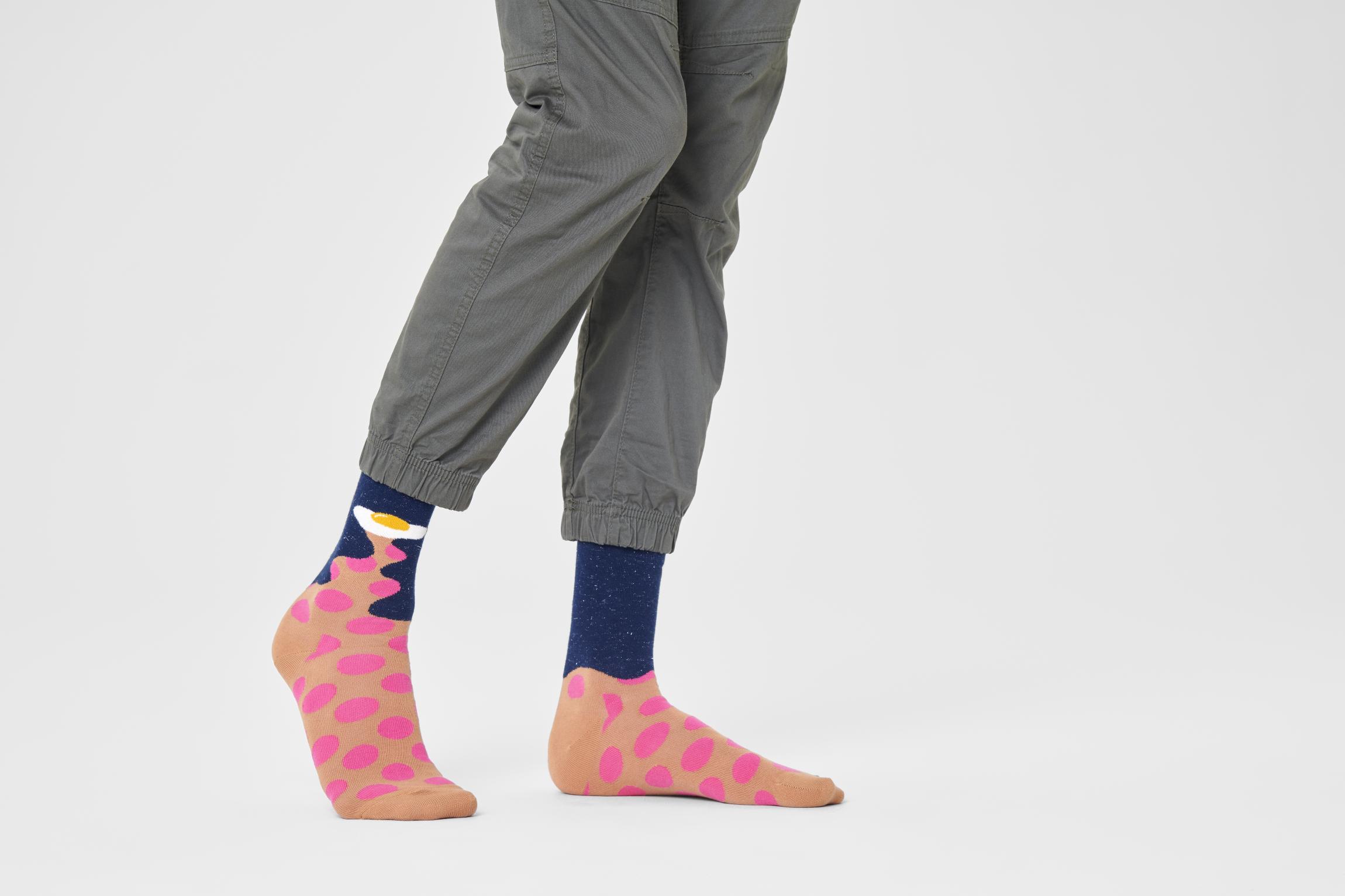 Farebné trblietavé ponožky Happy Socks s vajíčkem, vzor Space Egg