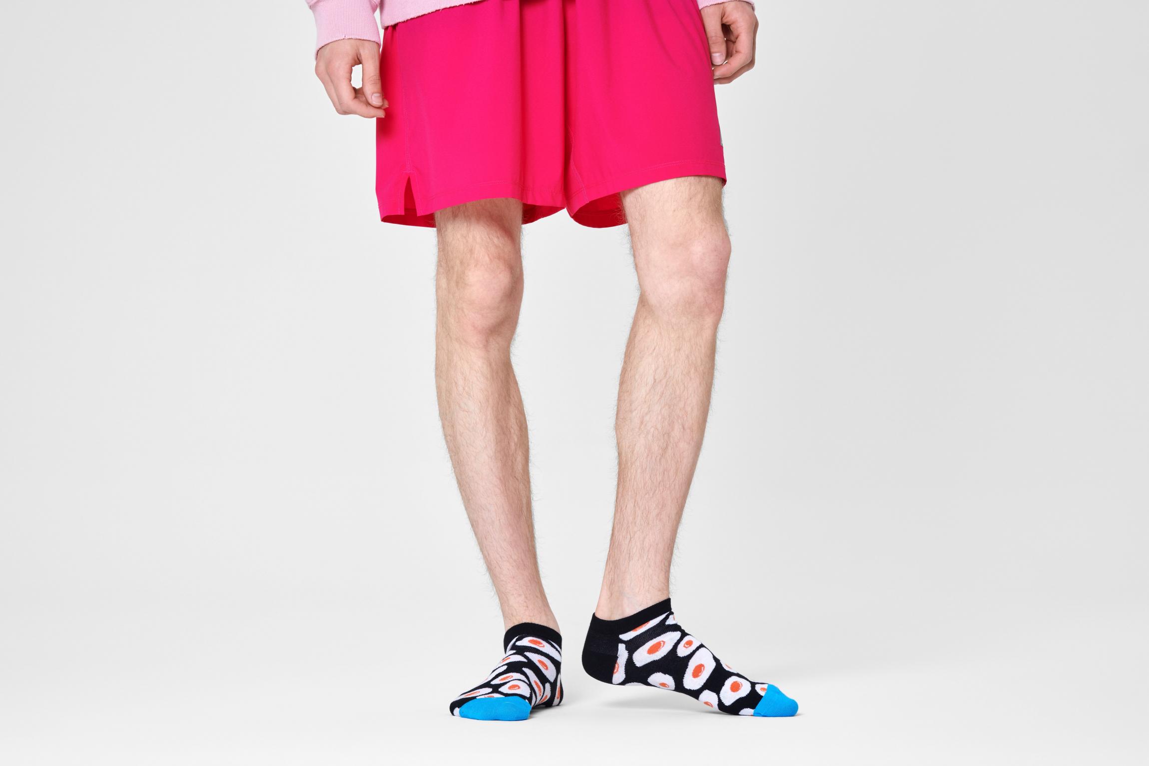Čierne nízke ponožky Happy Socks s vajíčkami, vzor Sunny Side Up