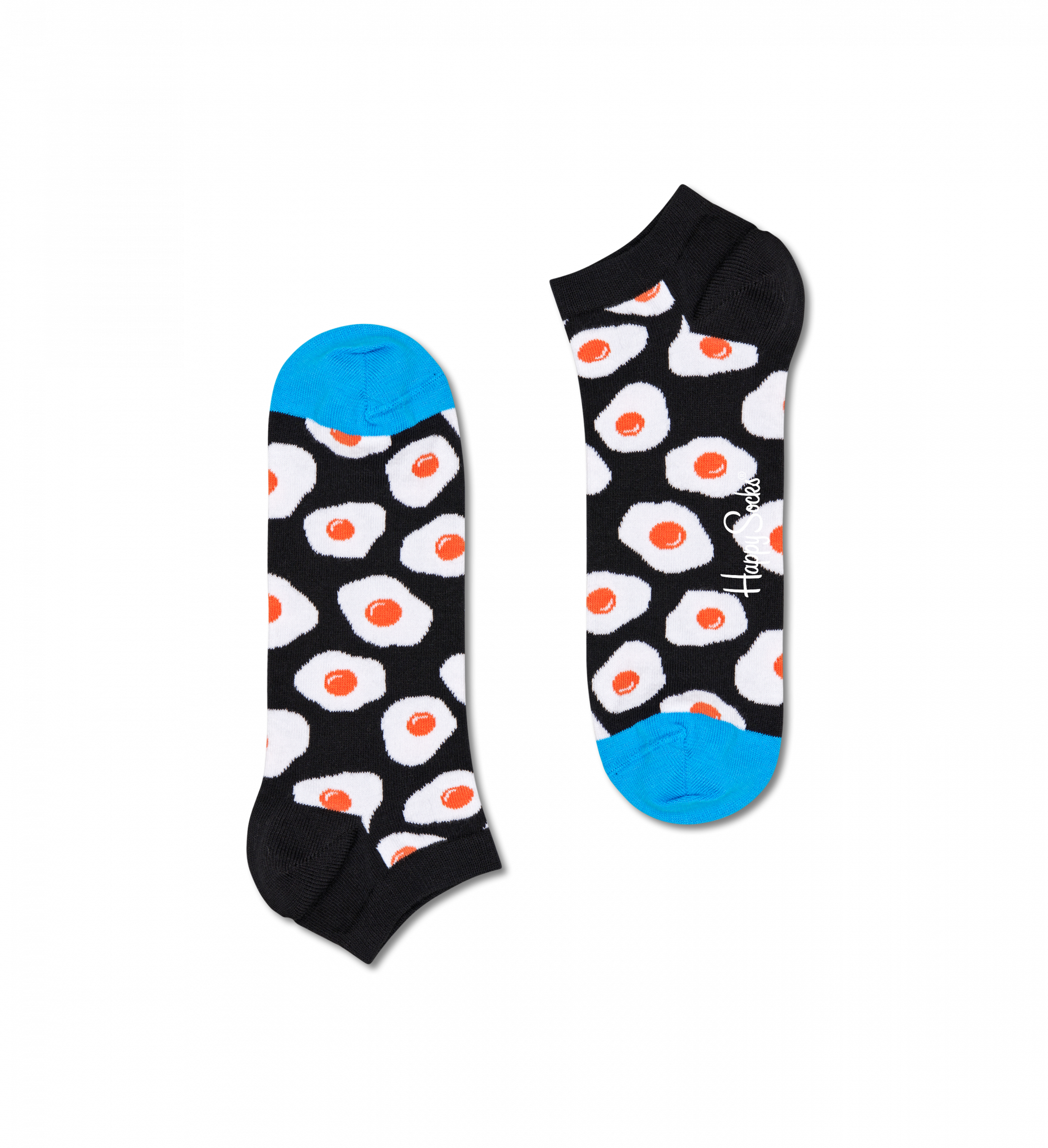 Čierne nízke ponožky Happy Socks s vajíčkami, vzor Sunny Side Up
