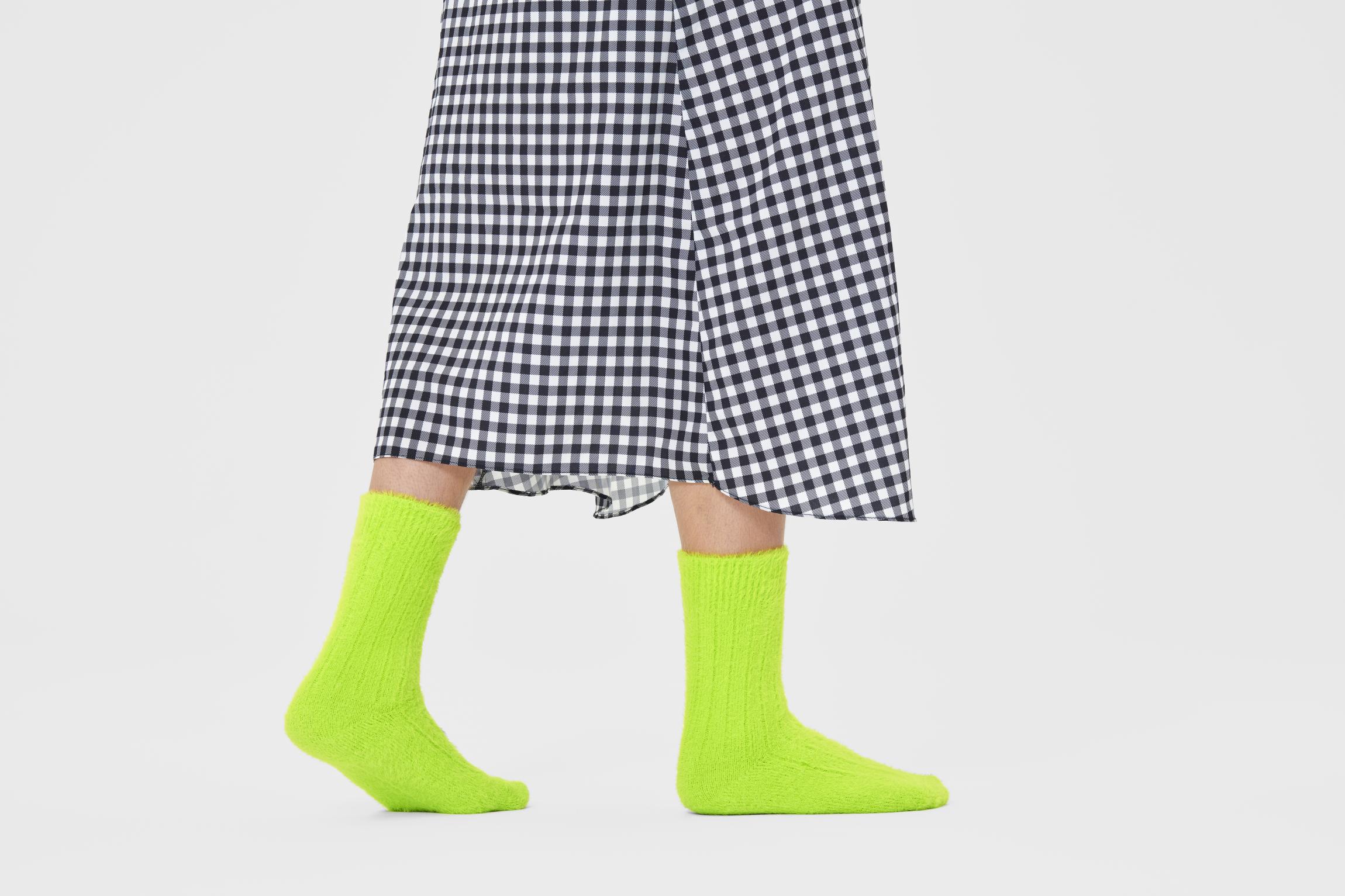 Zelené huňaté ponožky Happy Socks
