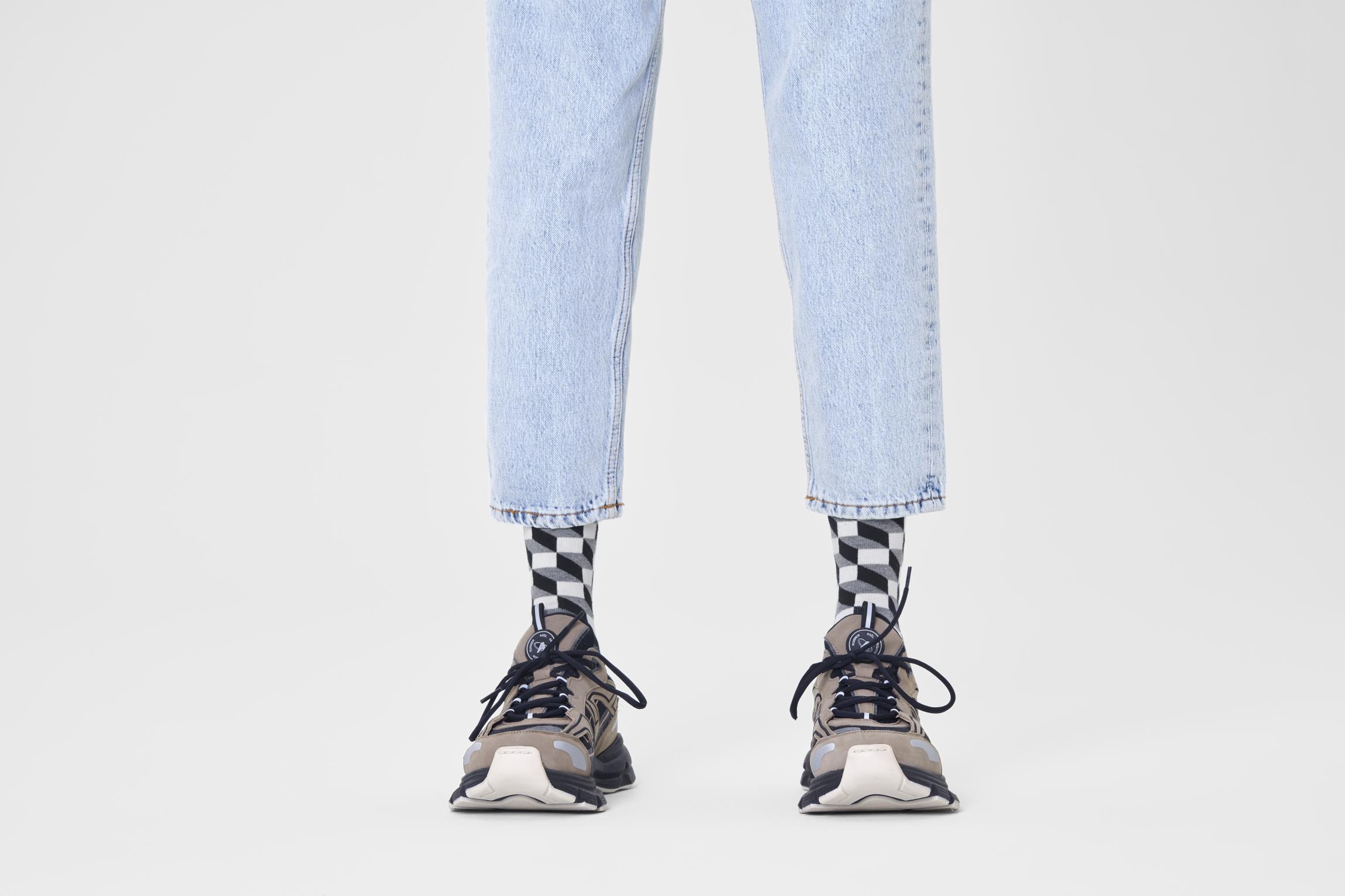 Čiernobiele ponožky Happy Socks so vzorom Filled Optic