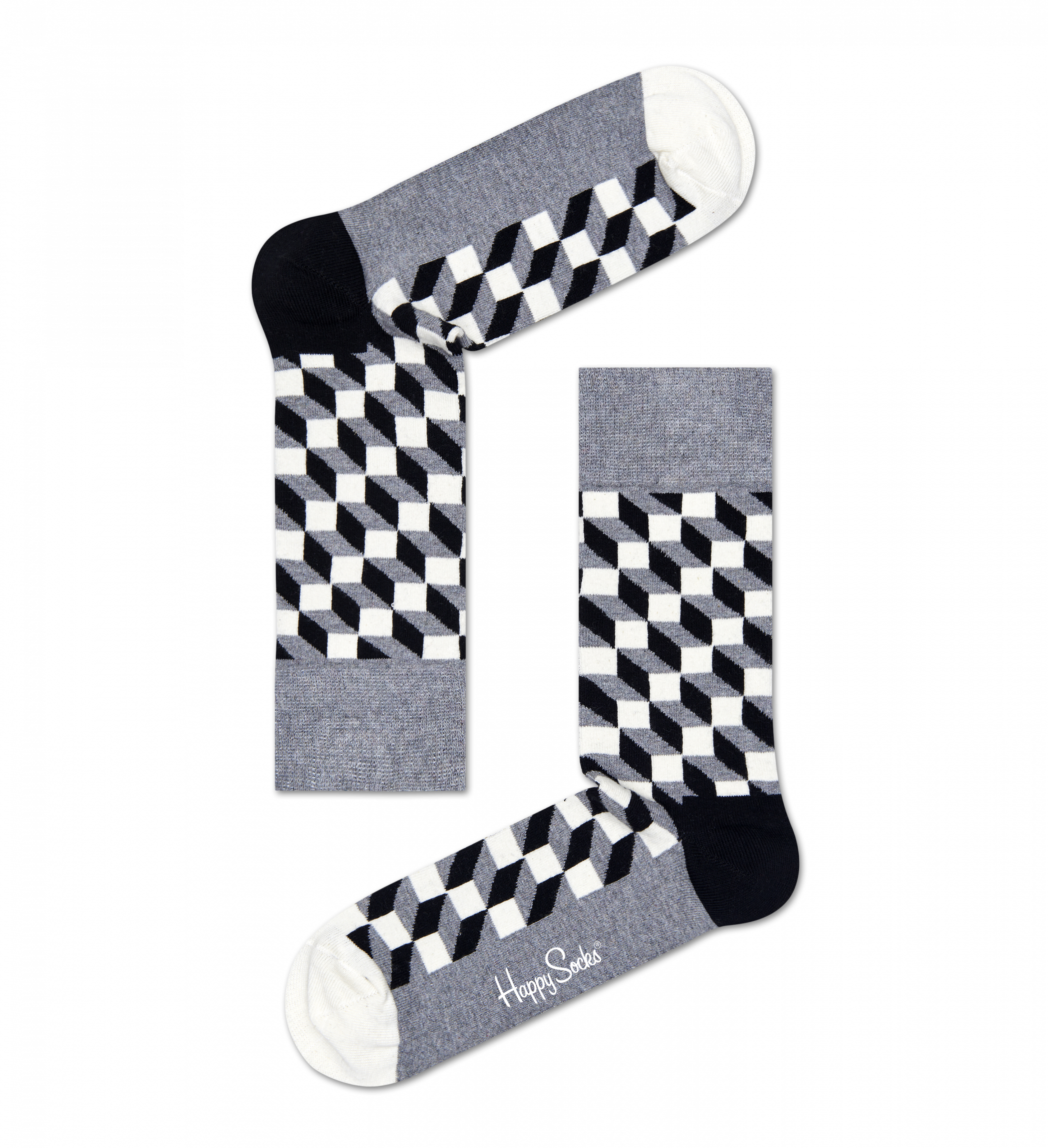 Čiernobiele ponožky Happy Socks so vzorom Filled Optic