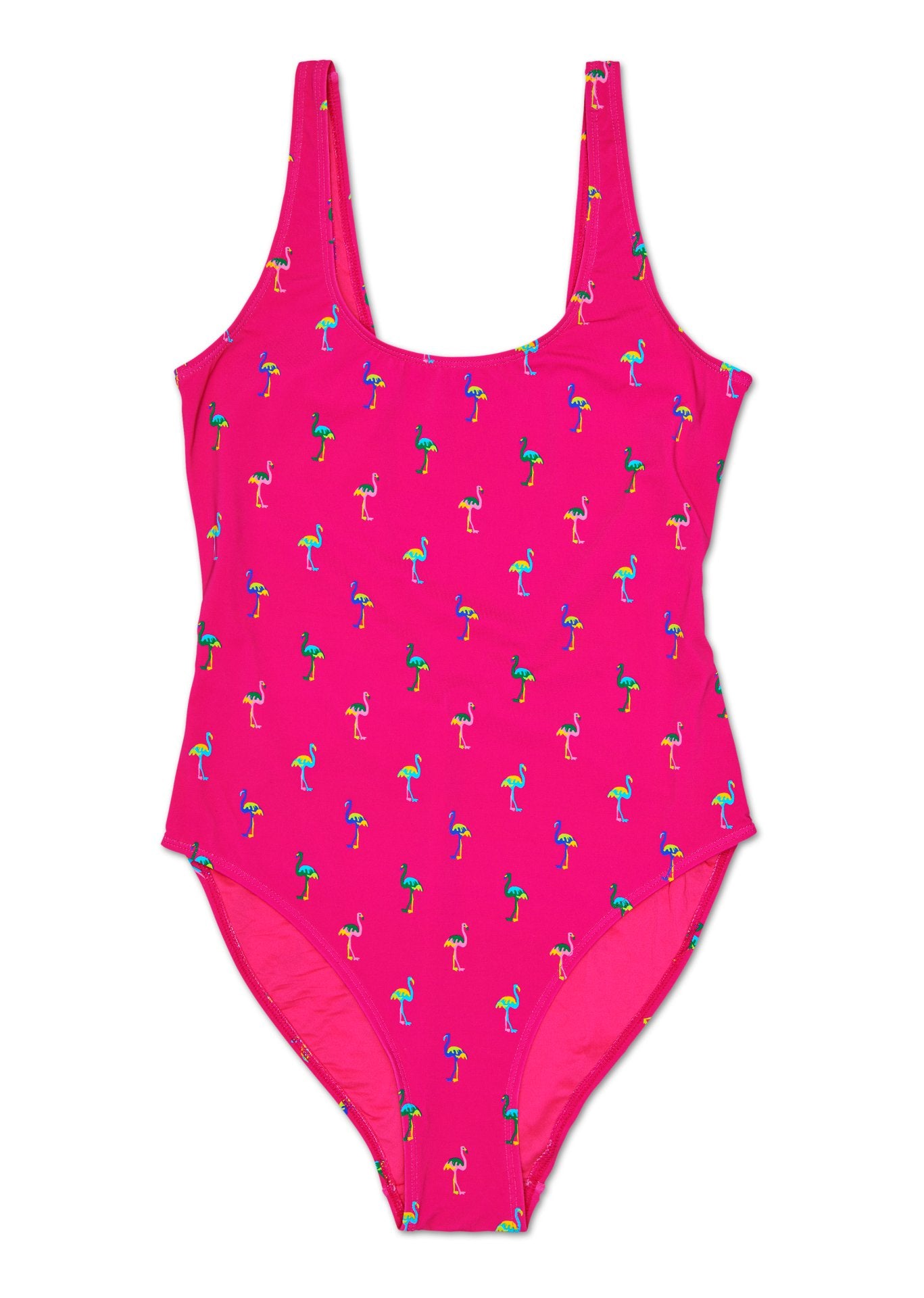 Dámske ružové plavky Happy Socks s plameniakmi, vzor Flamingo