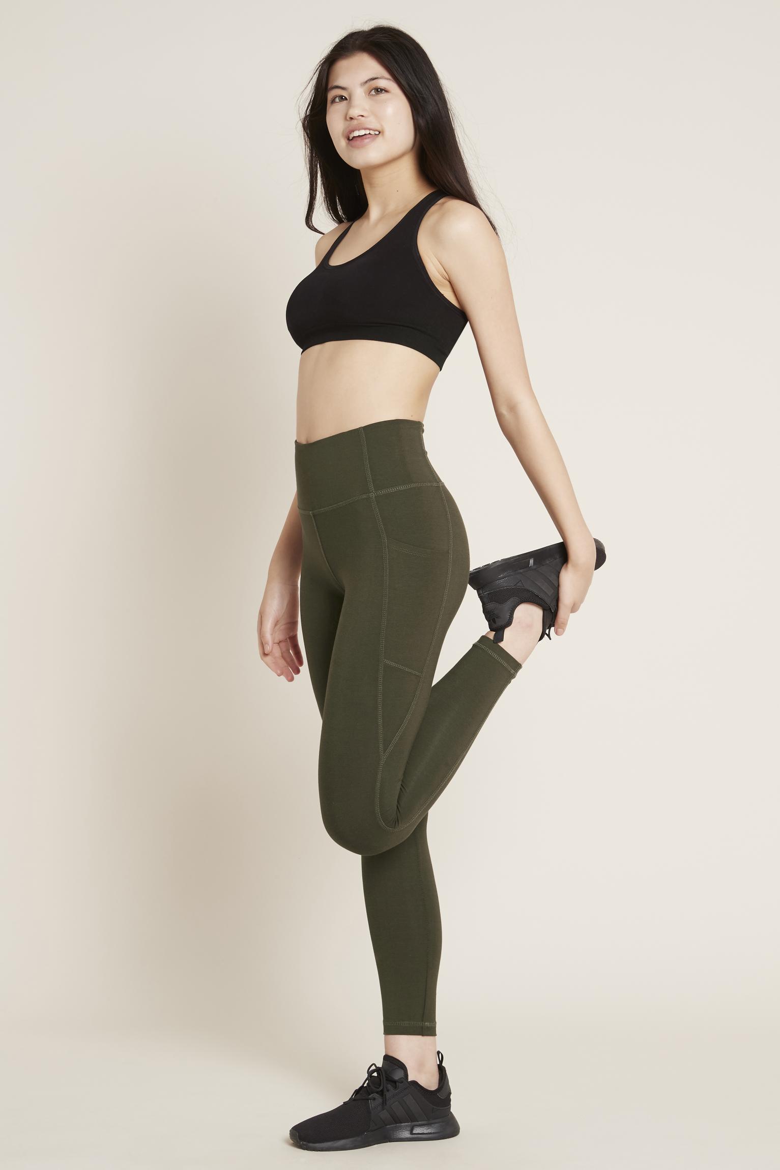 Dámske tmavozelené legíny Boody Motivate Full-Length High-Waist Leggins