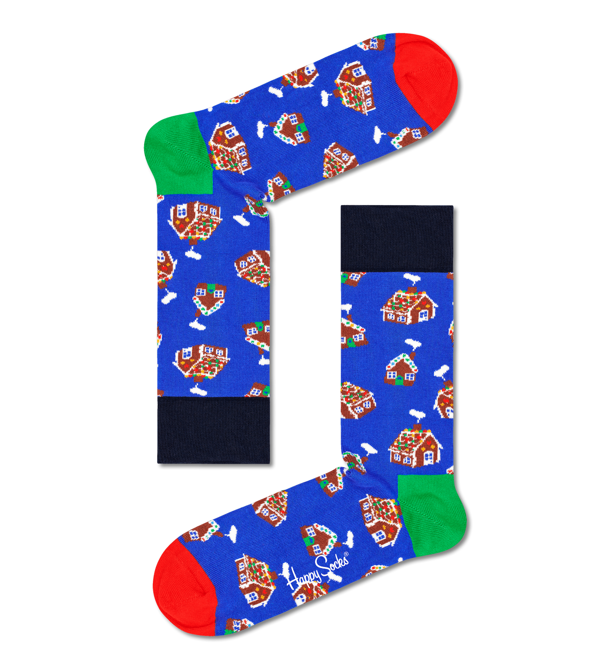 Modré ponožky Happy Socks s perníkovou chalúpkou, vzor Gingerbread House