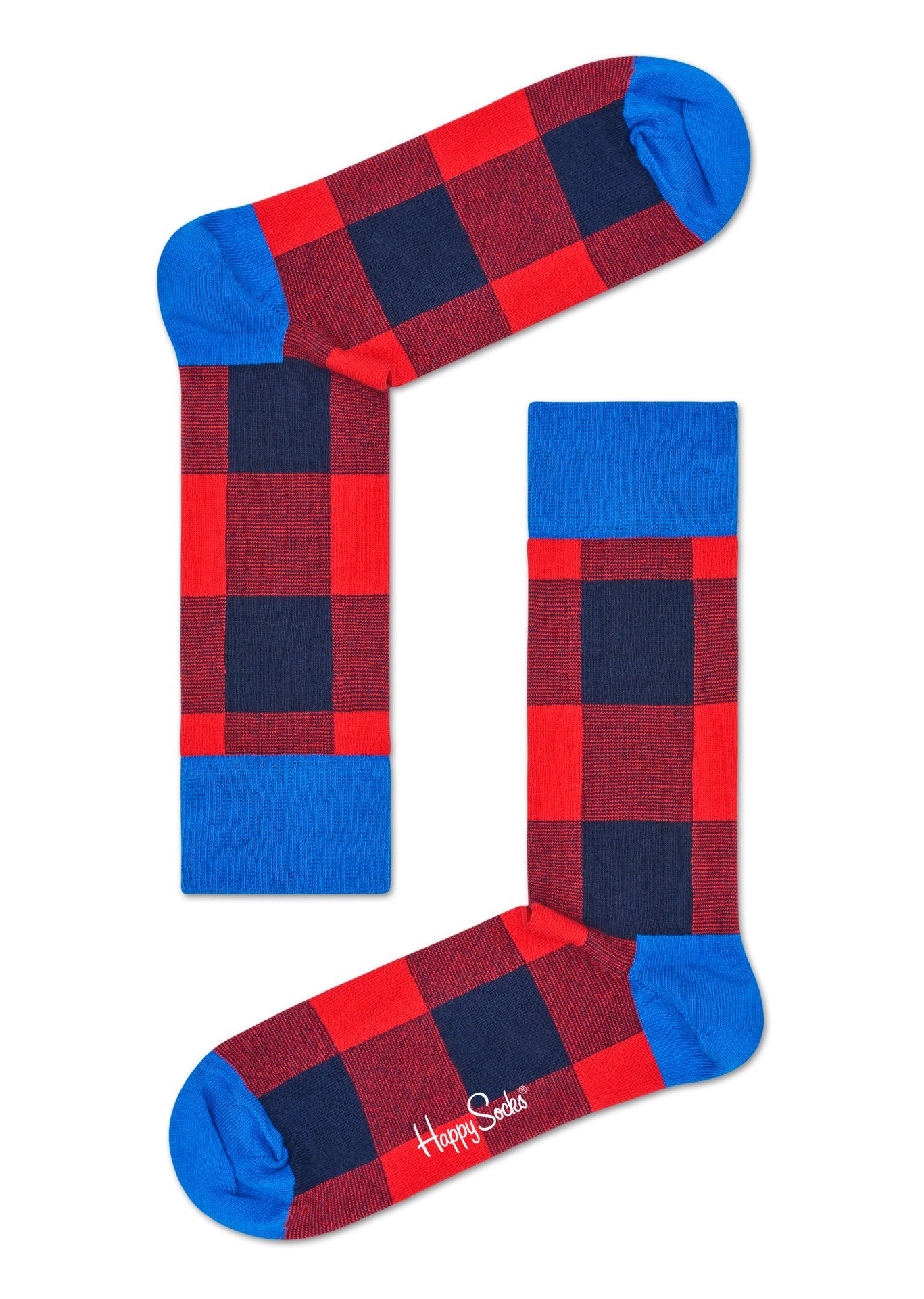 Červeno-modré ponožky Happy Socks, vzor Lumberjack