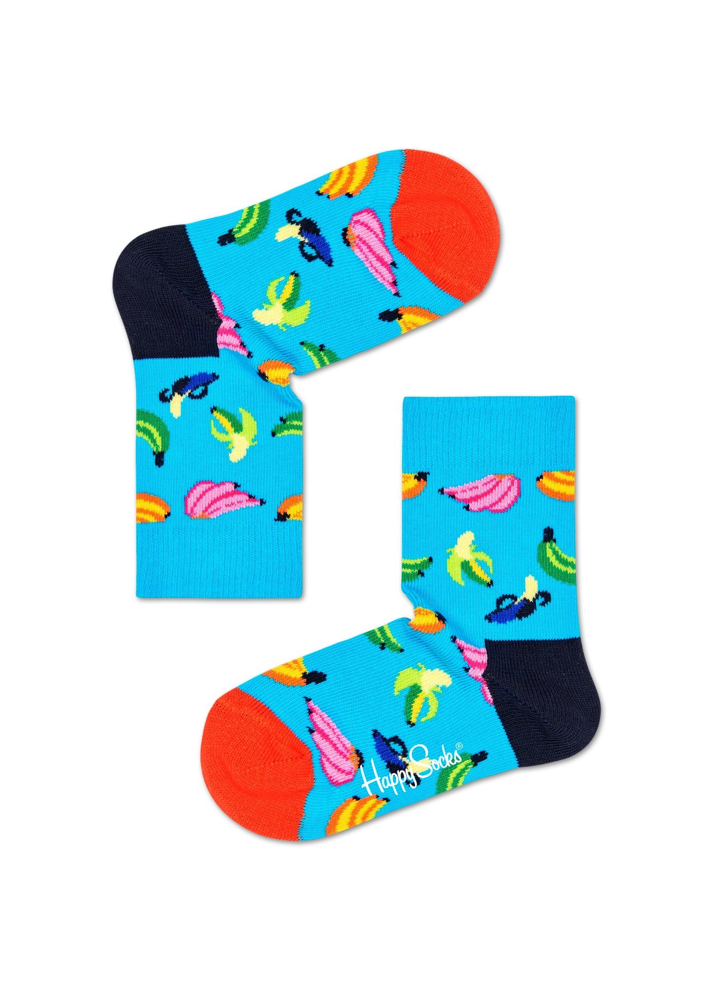 Detské modré ponožky Happy Socks s banánmi, vzor Banana