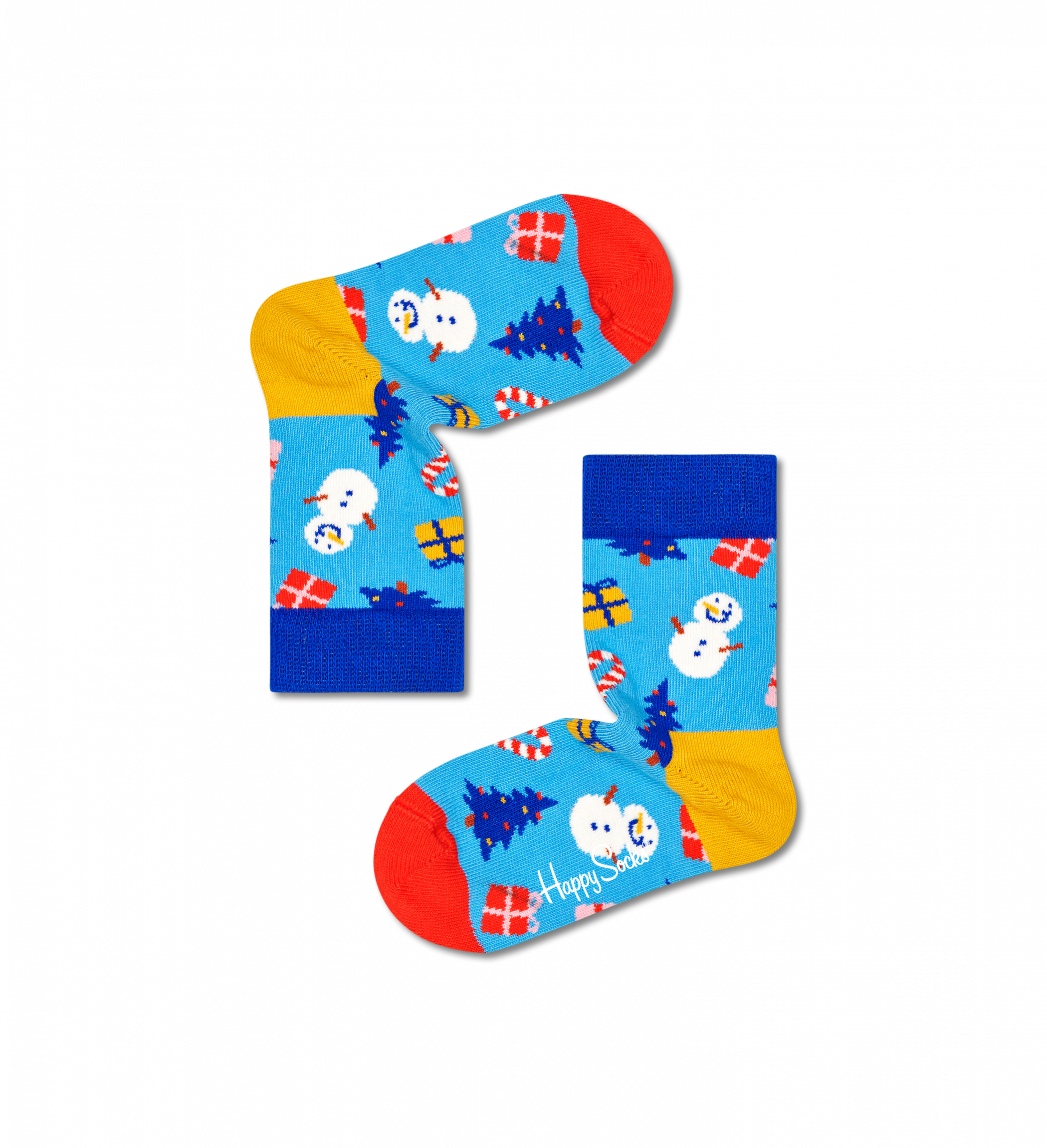 Detské modré ponožky Happy Socks so snehuliakmi, vzor Bring It On