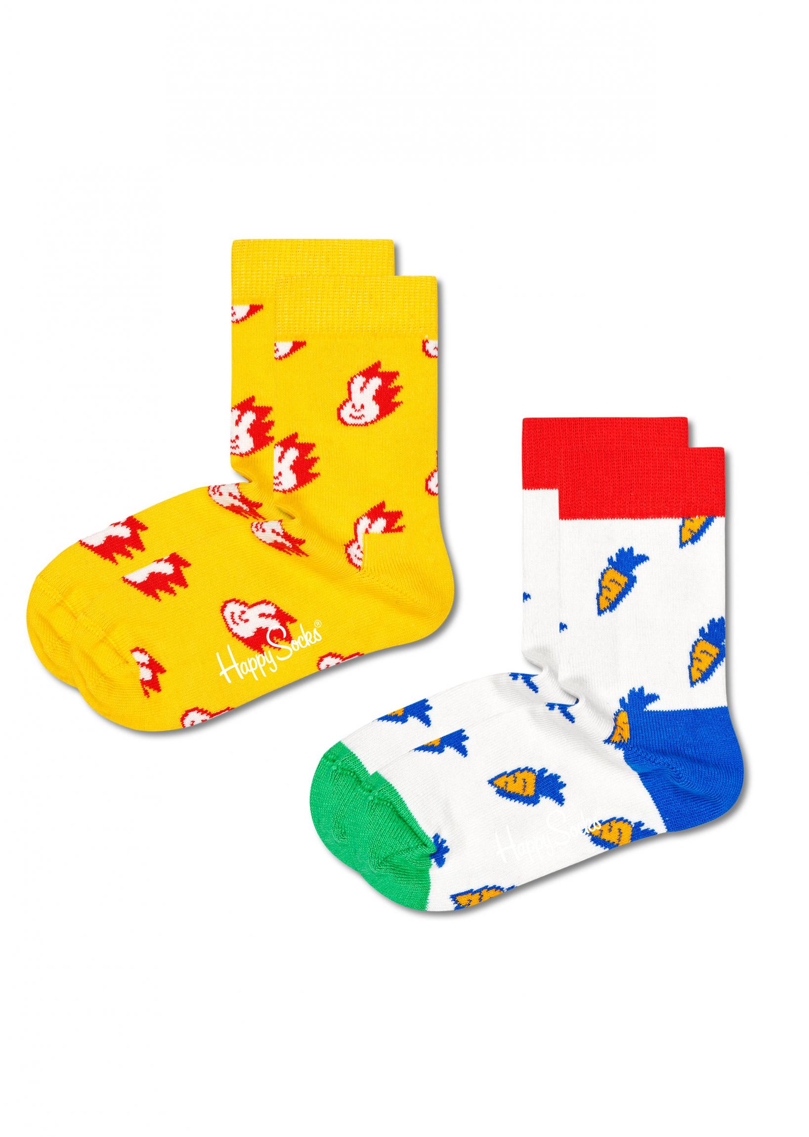 Detské ponožky Happy Socks, vzor Bunny & Carrot - 2 páry