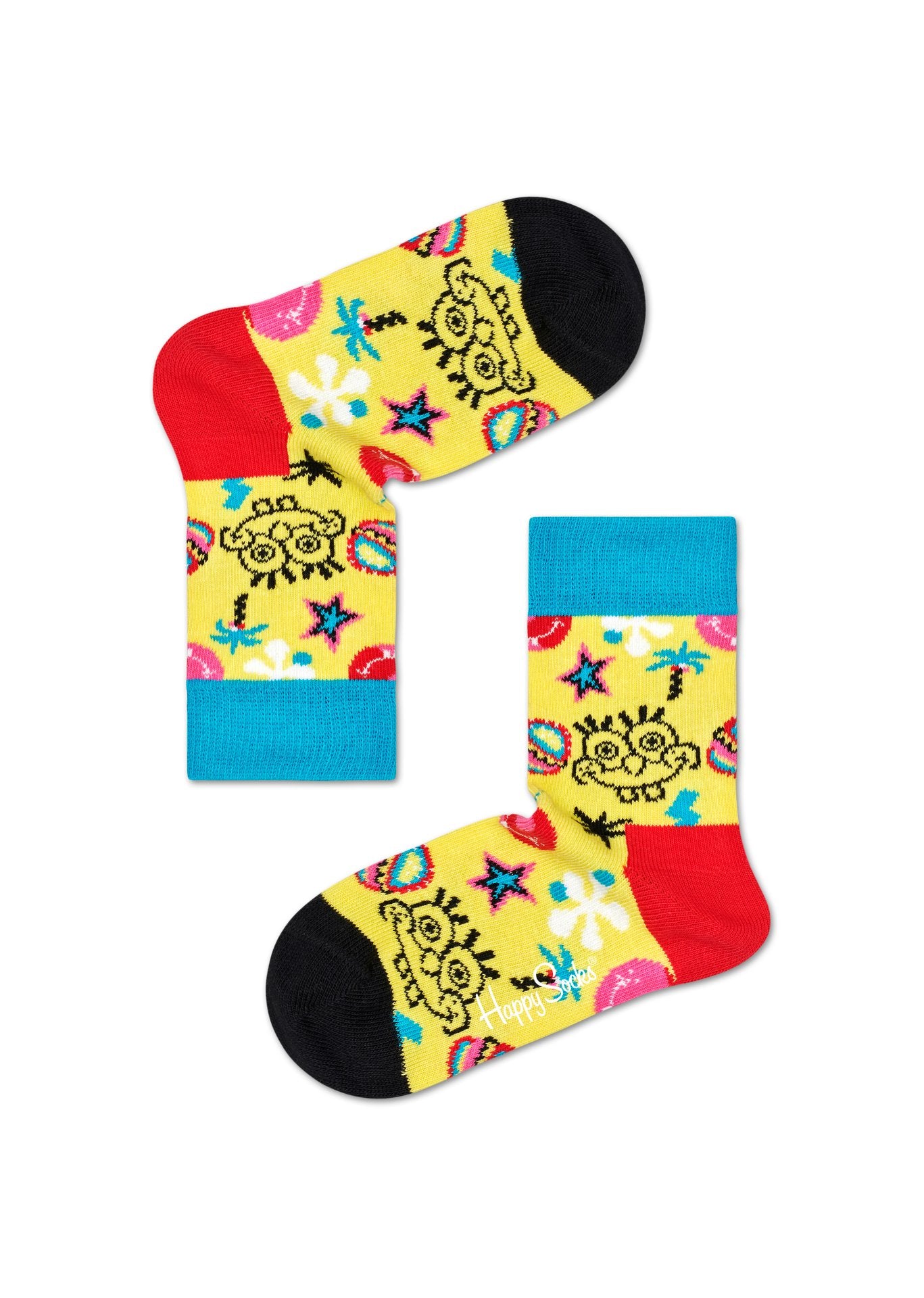 Detské žlté ponožky z kolekcie Happy Socks x Sponge Bob, vzor Smile Storm