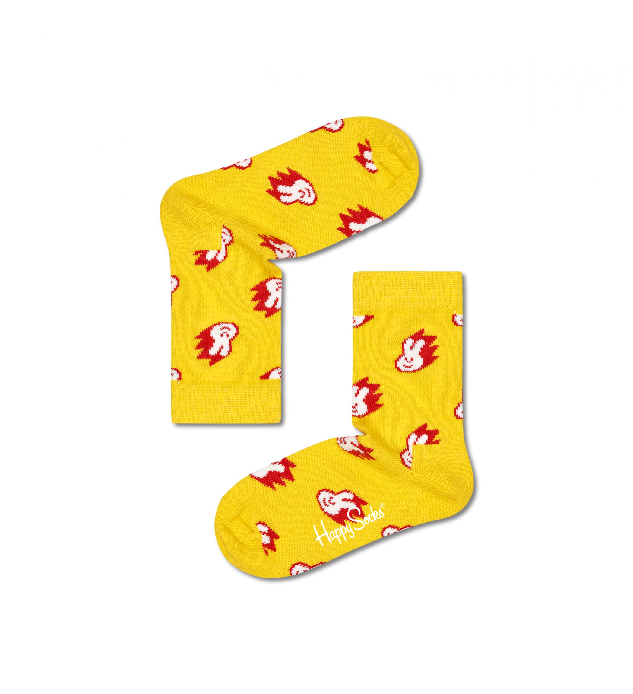 Detské žlté ponožky Happy Socks so zajačikmi, vzor Bunny