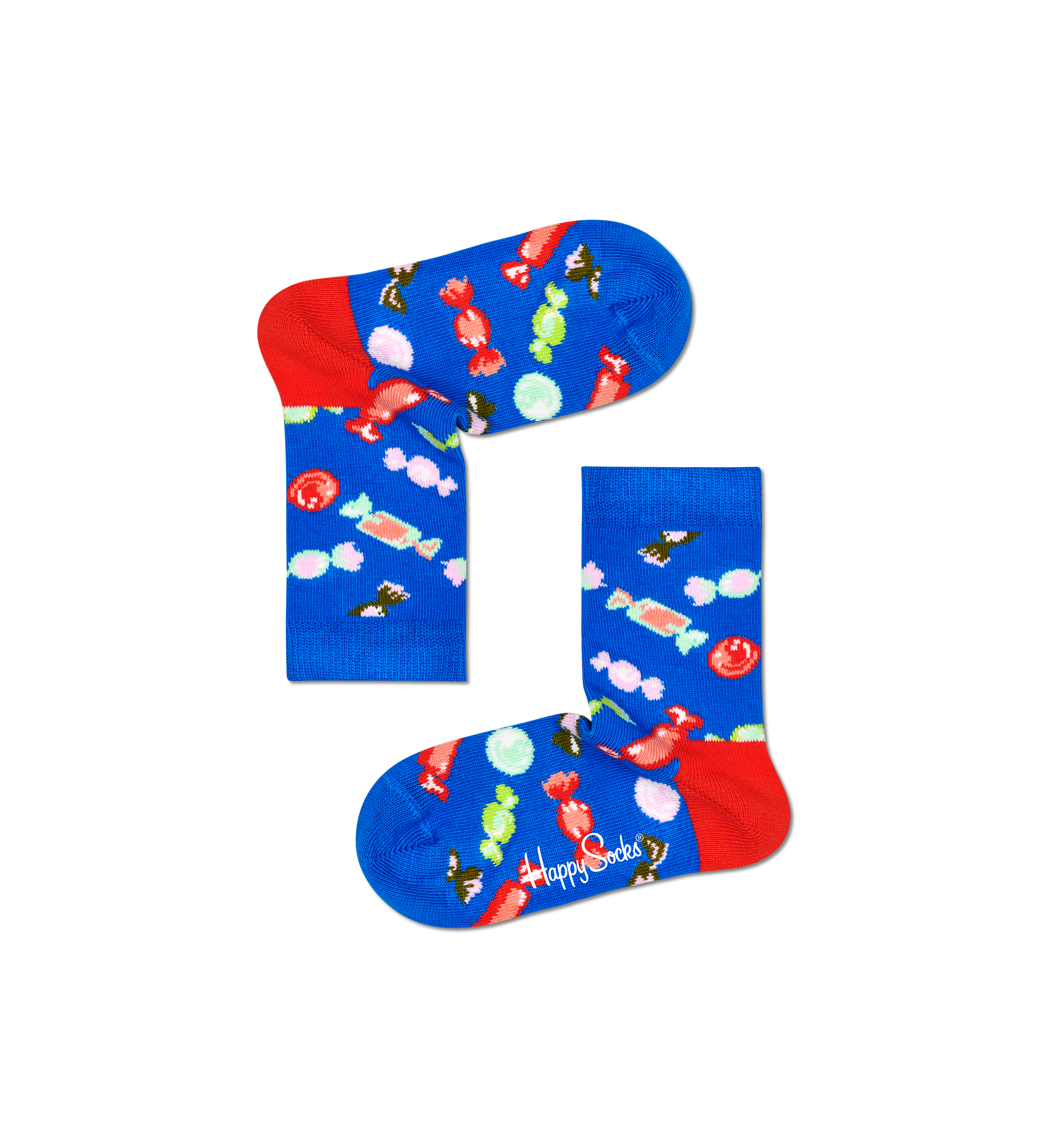 Detské modré ponožky Happy Socks s bonbónmi, vzor Candy