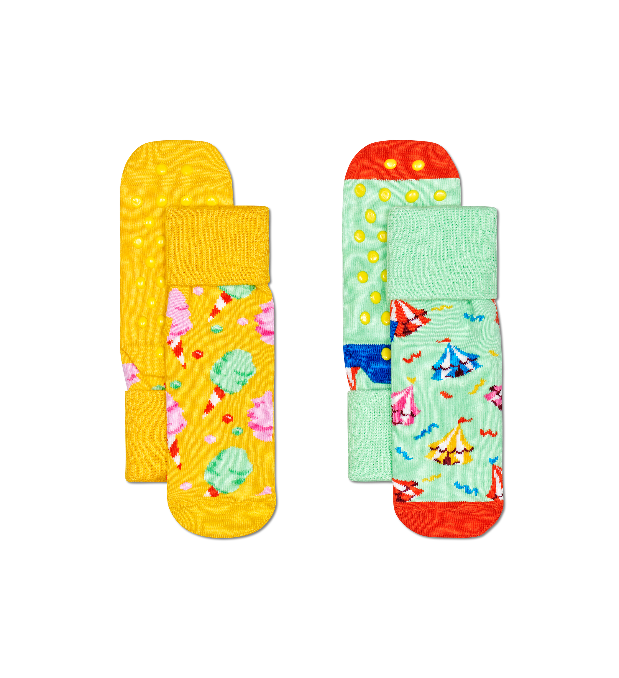 Detské protišmykové ponožky Happy Socks, vzor Circus - 2 páry