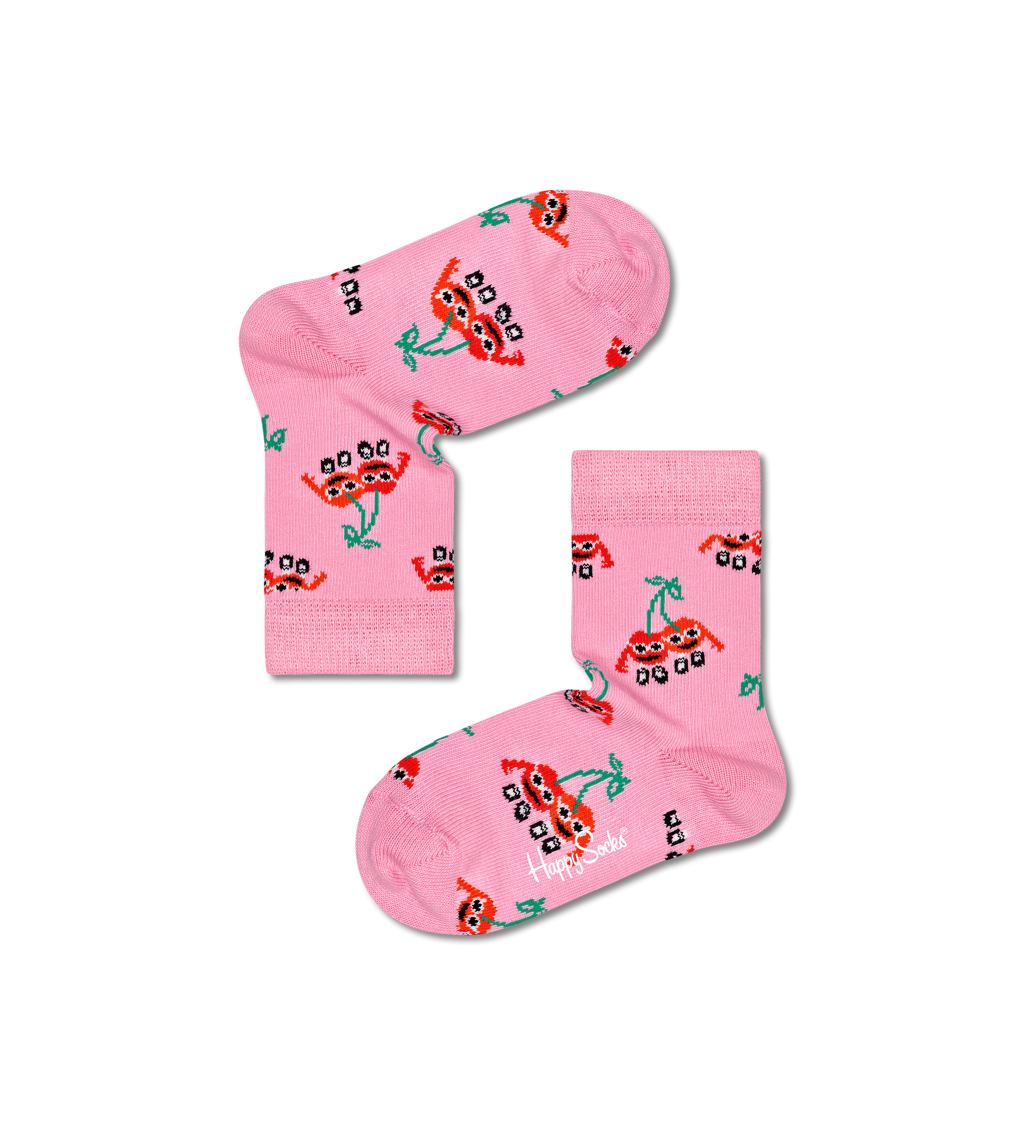 Detské ružové ponožky Happy Socks s čerešňami, vzor Cherry Mates