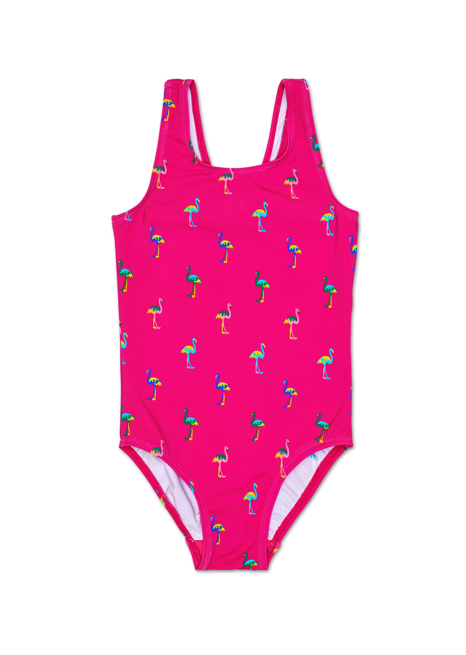 Detské ružové plavky Happy Socks s plameniakmi, vzor Flamingo