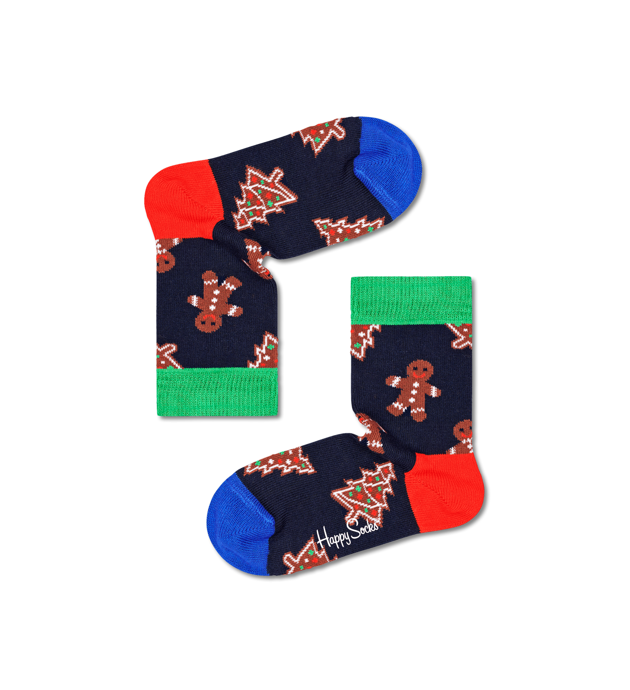 Detské modré ponožky Happy Socks s medovníčkami, vzor Gingerbread Cookies